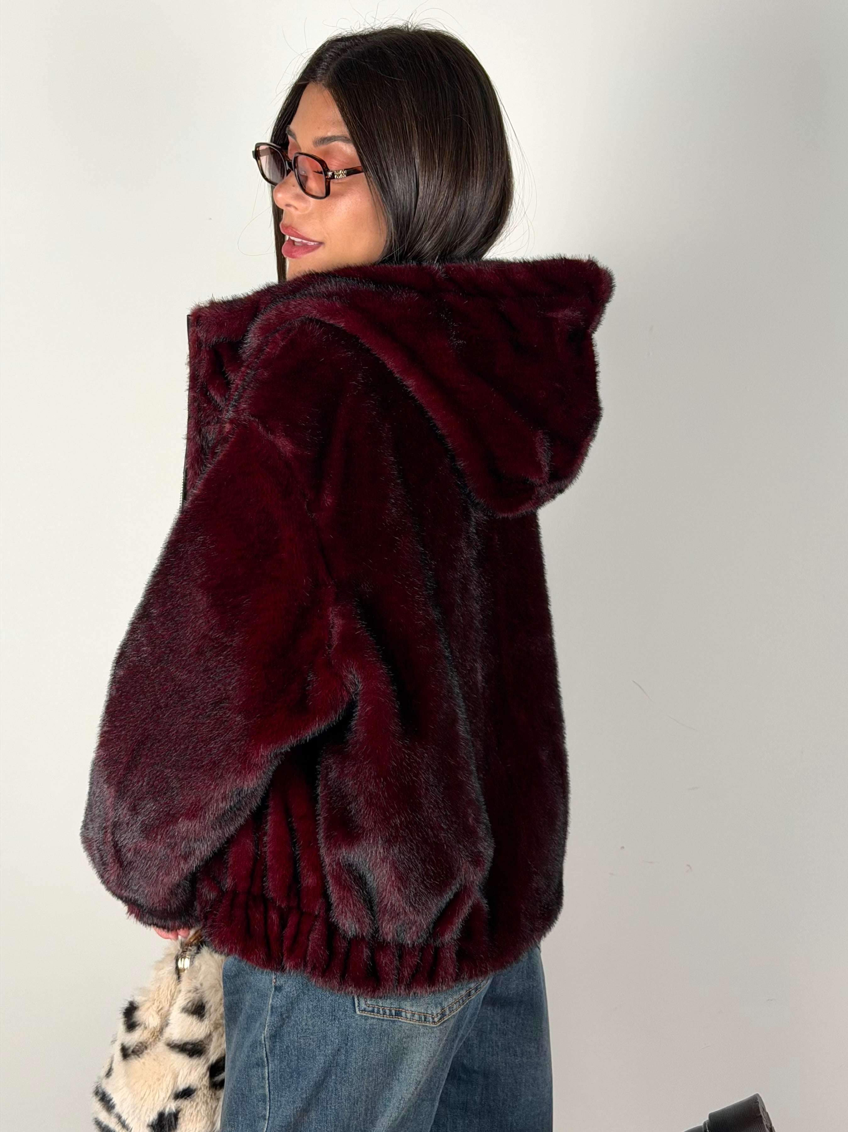 Pelliccia reversibile bordeaux