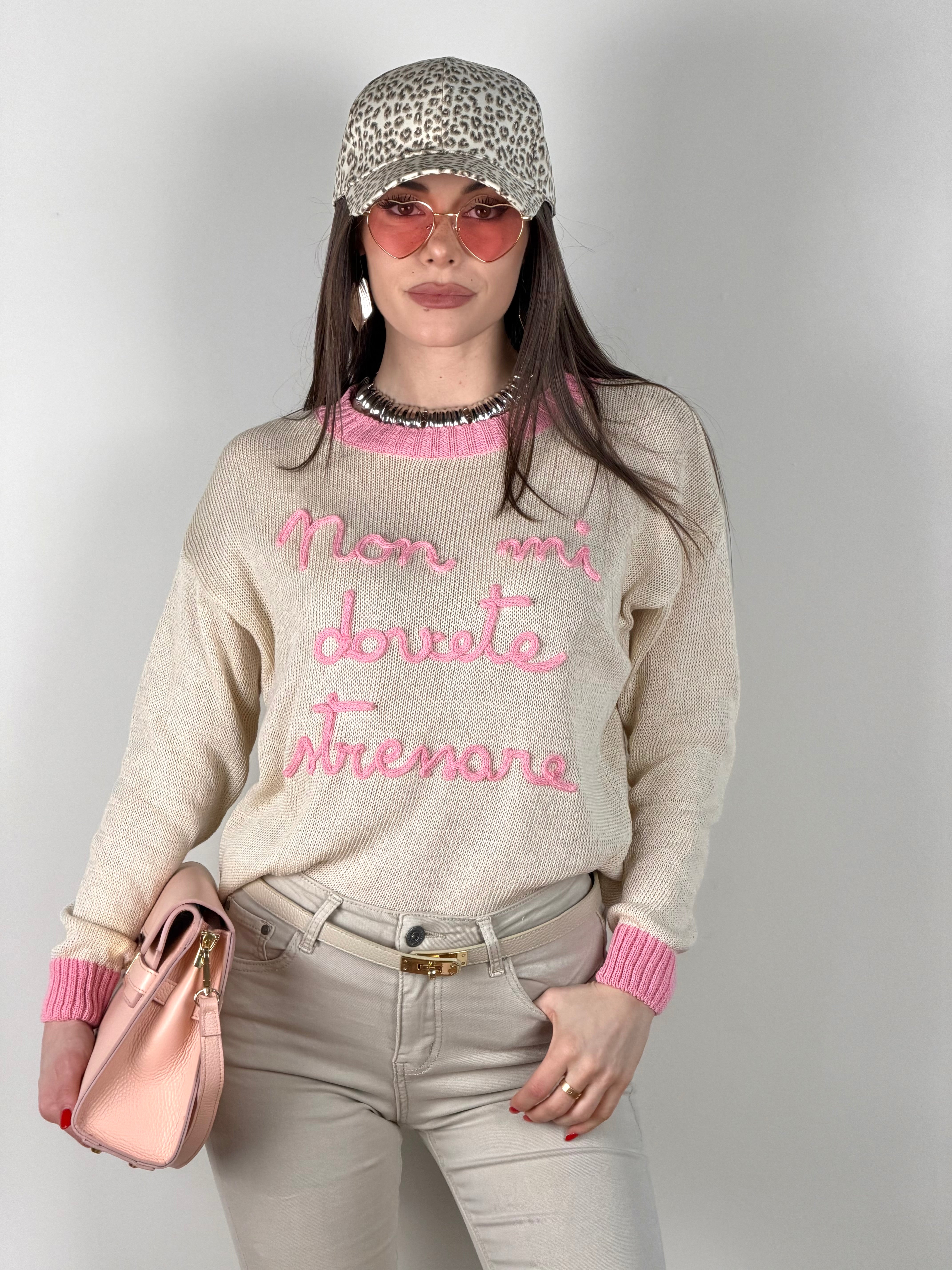 Maglia non mi stressare beige