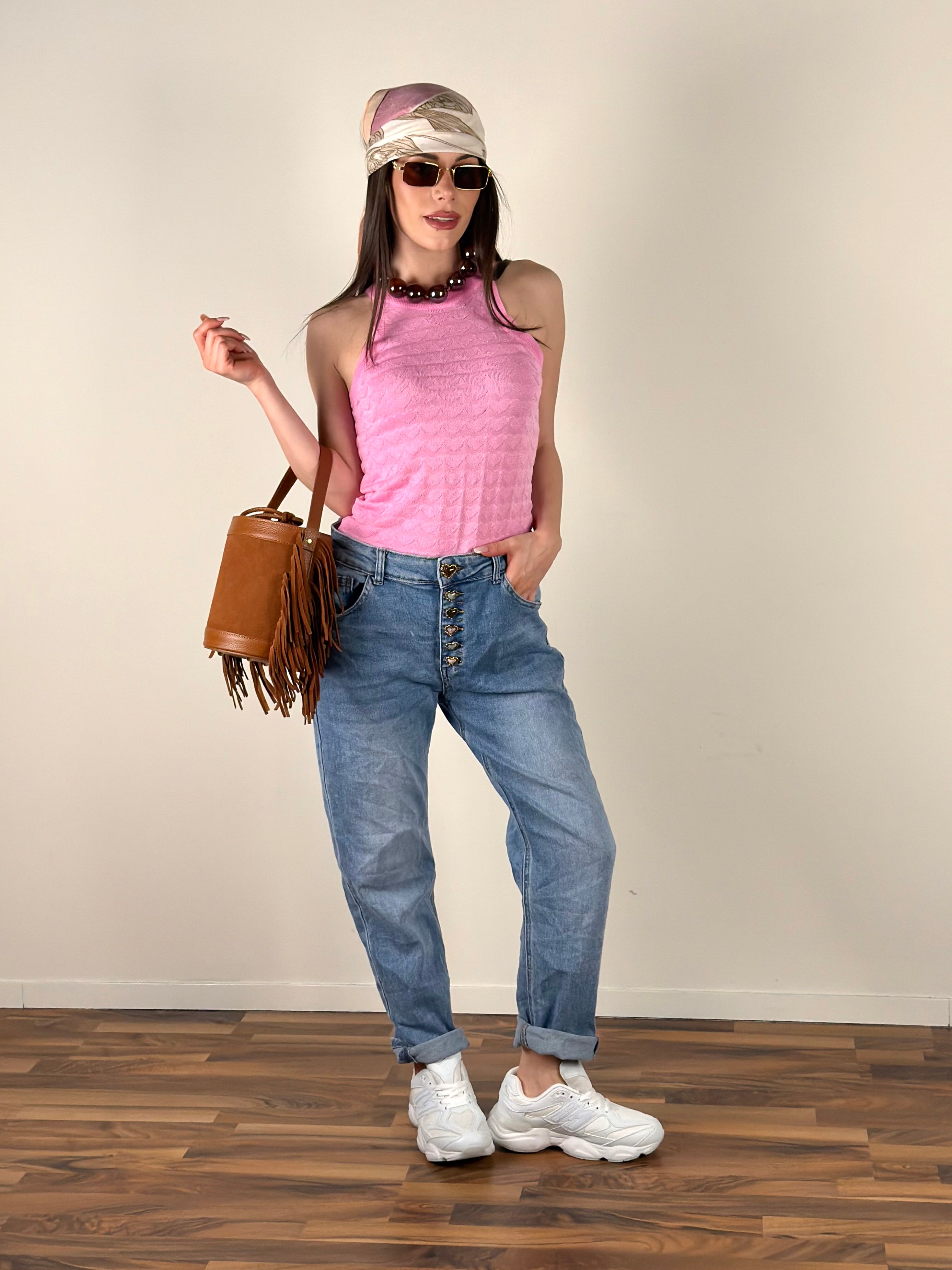 Top Cuori rosa