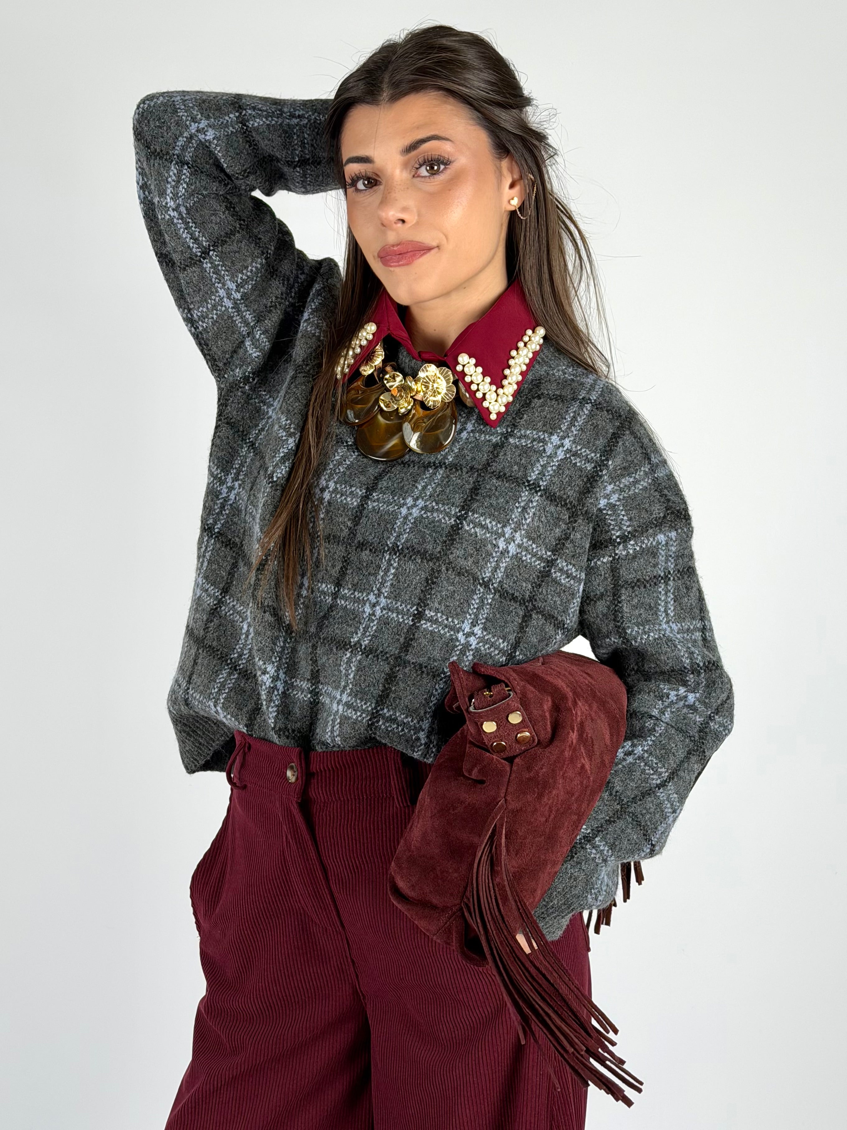 Maglia Selene check grigio