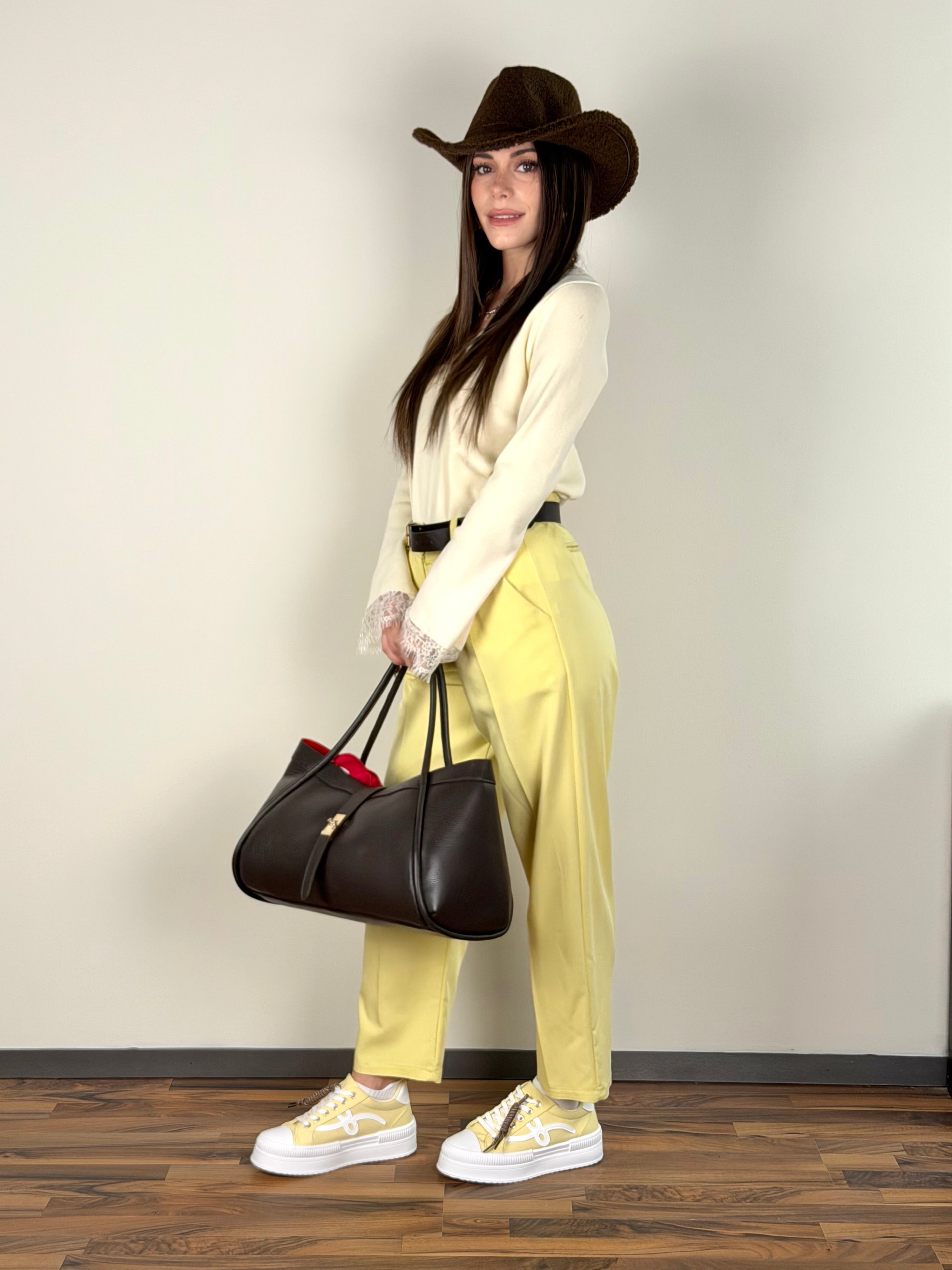 Maglia Celine beige scollo V