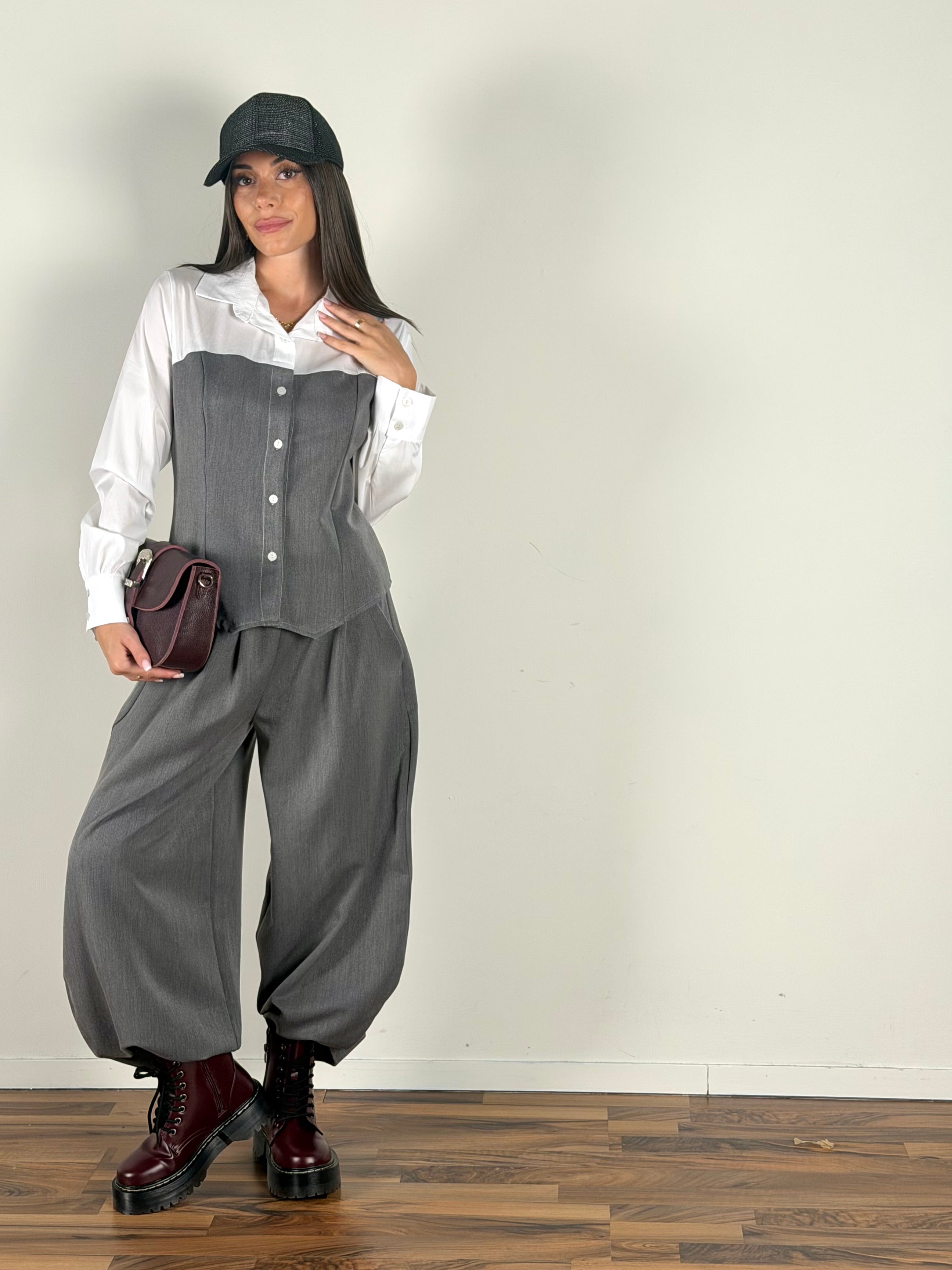 Camicia completo kiss grigio
