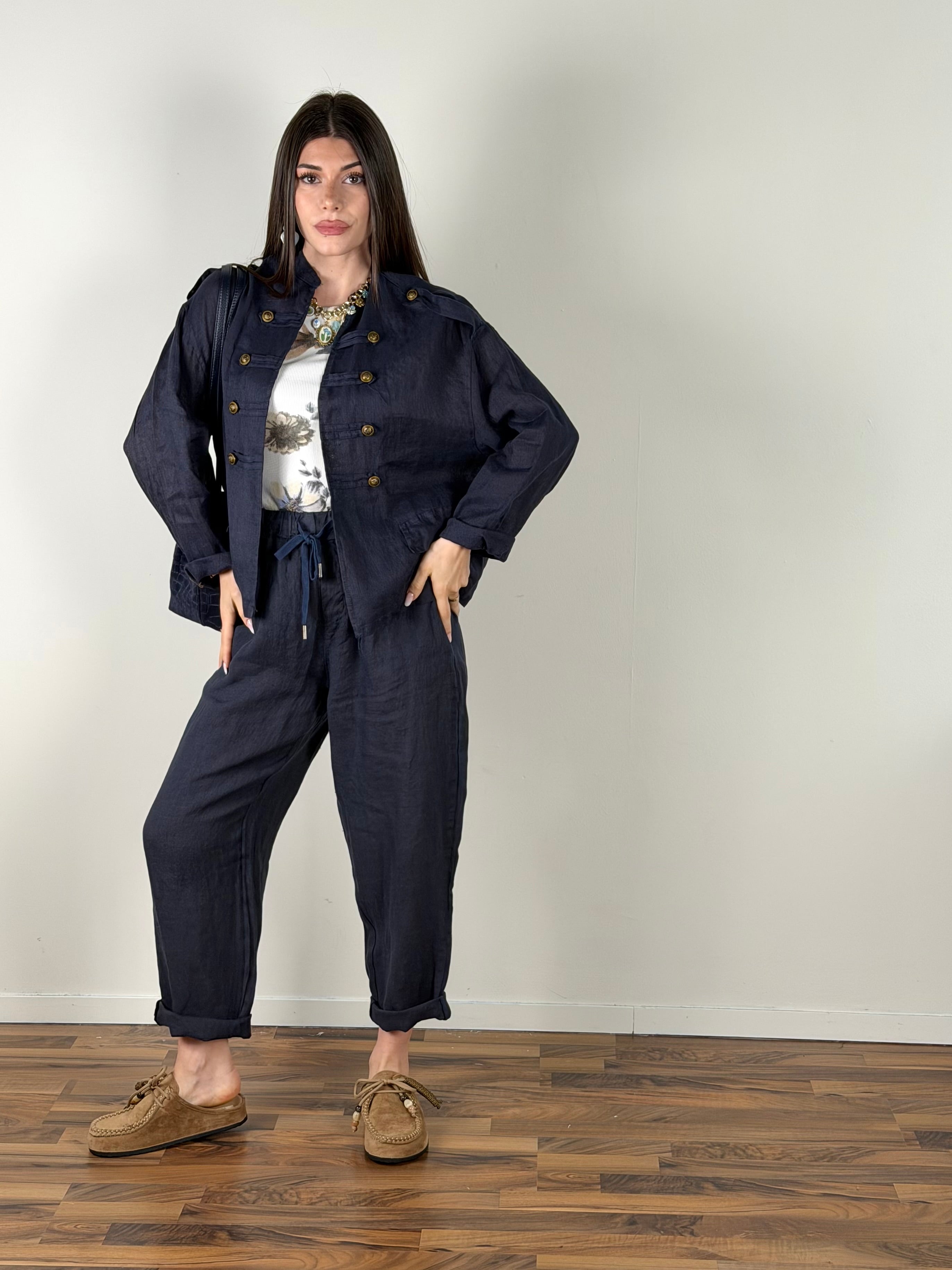 Giacca Lino Napoleone blu
