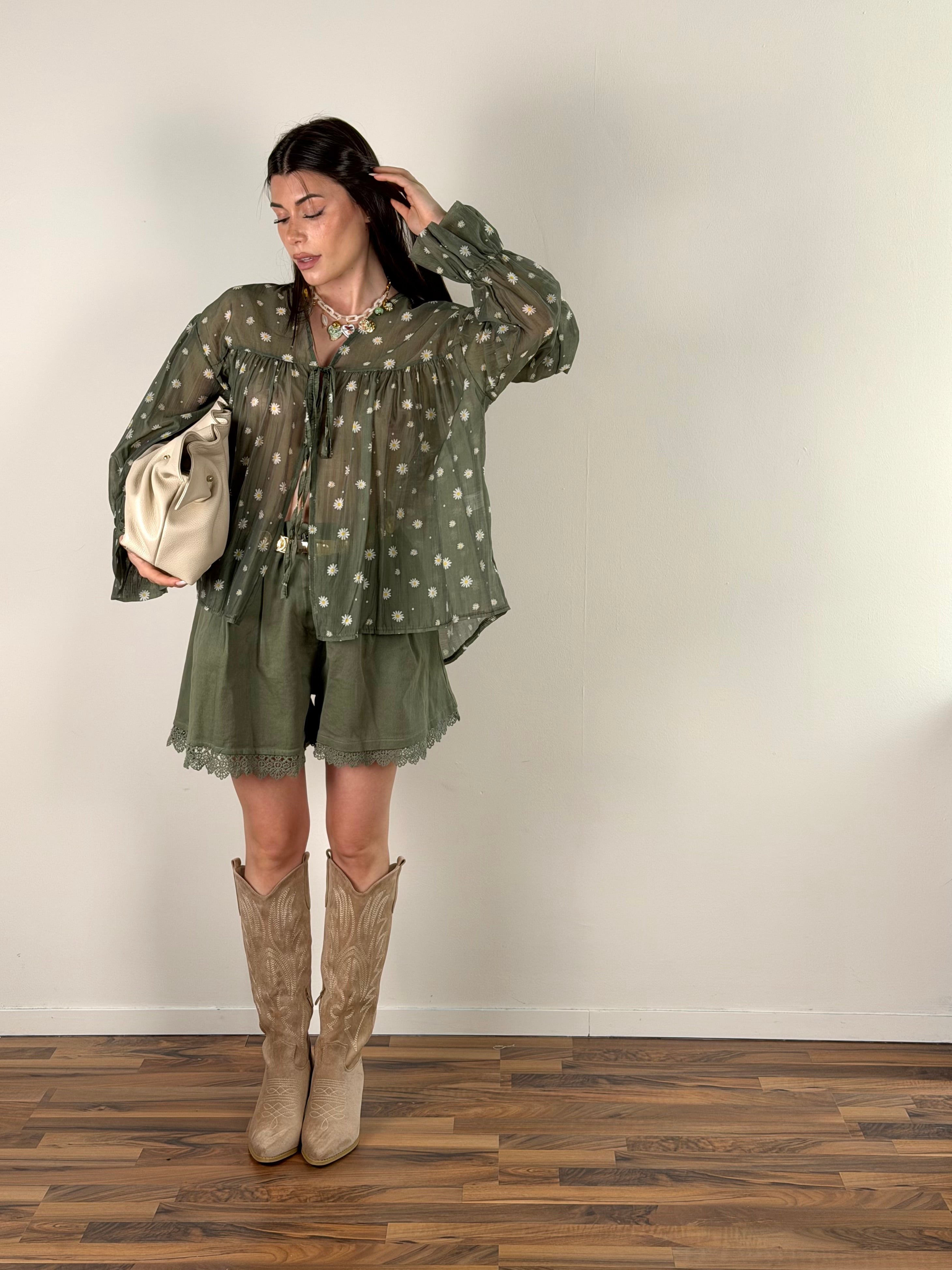 Camicia Margherite verde