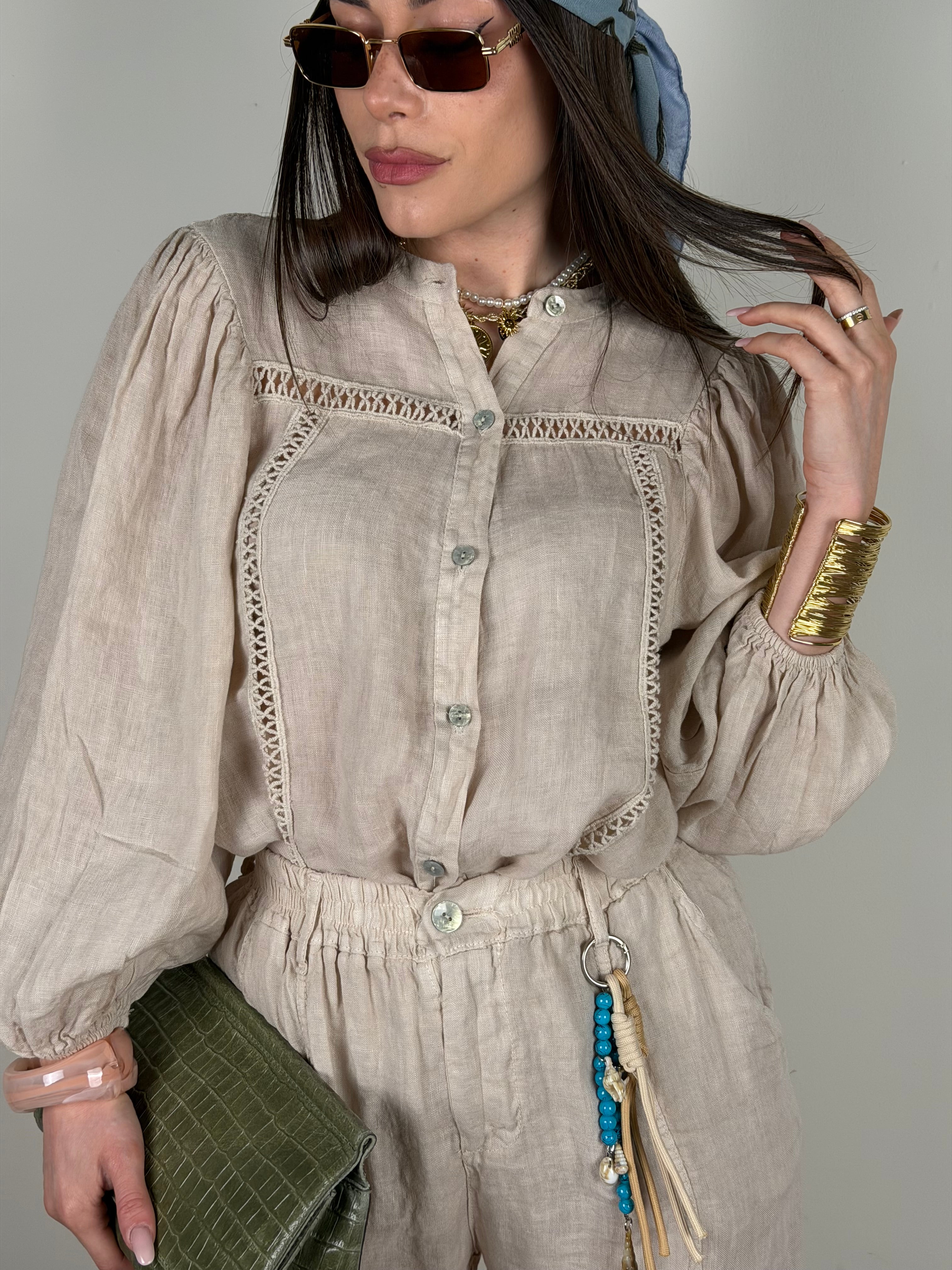 Camicia Nicole Puro Lino beige