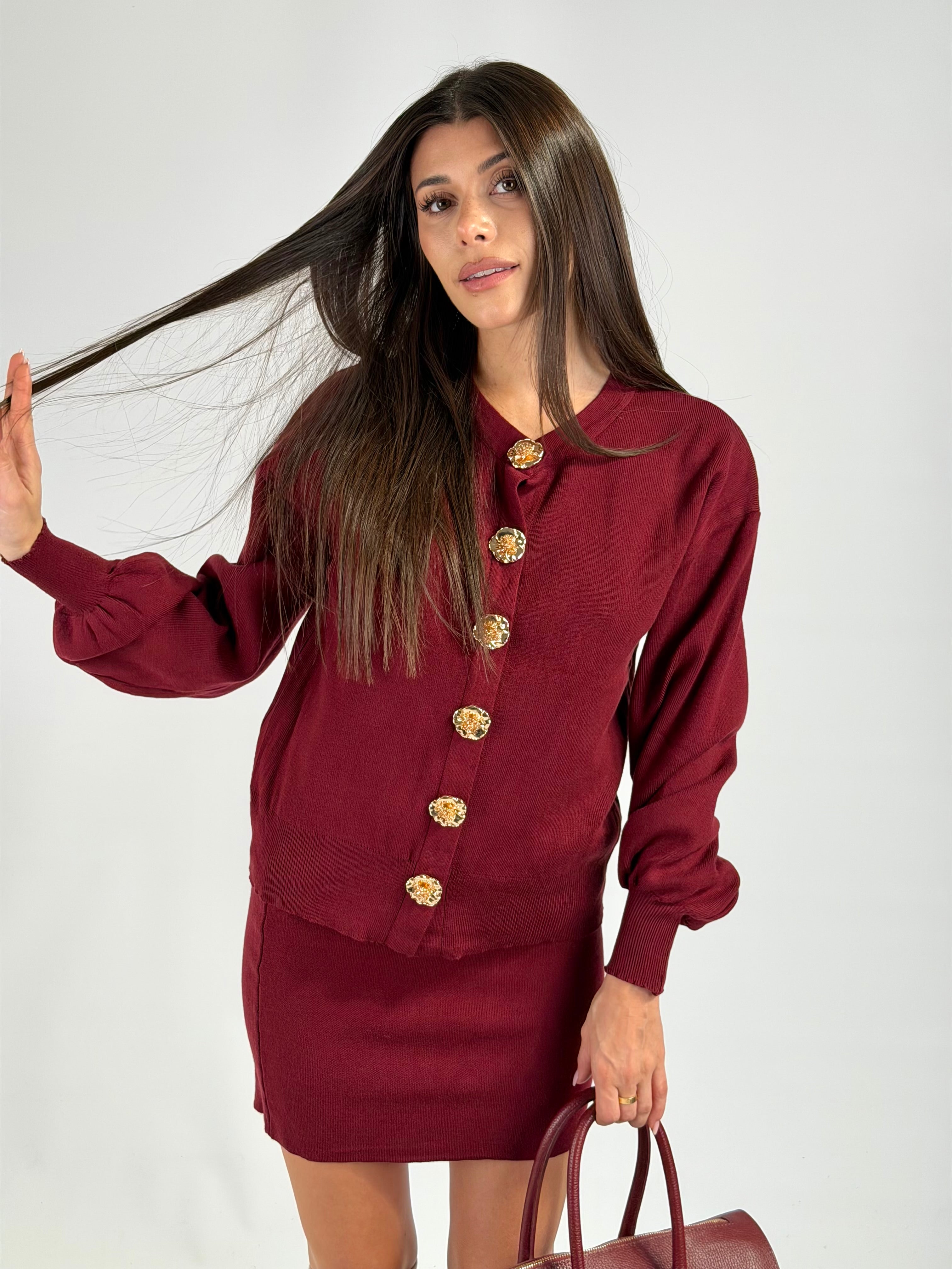 Completo maglia + gonna yumi bordeaux