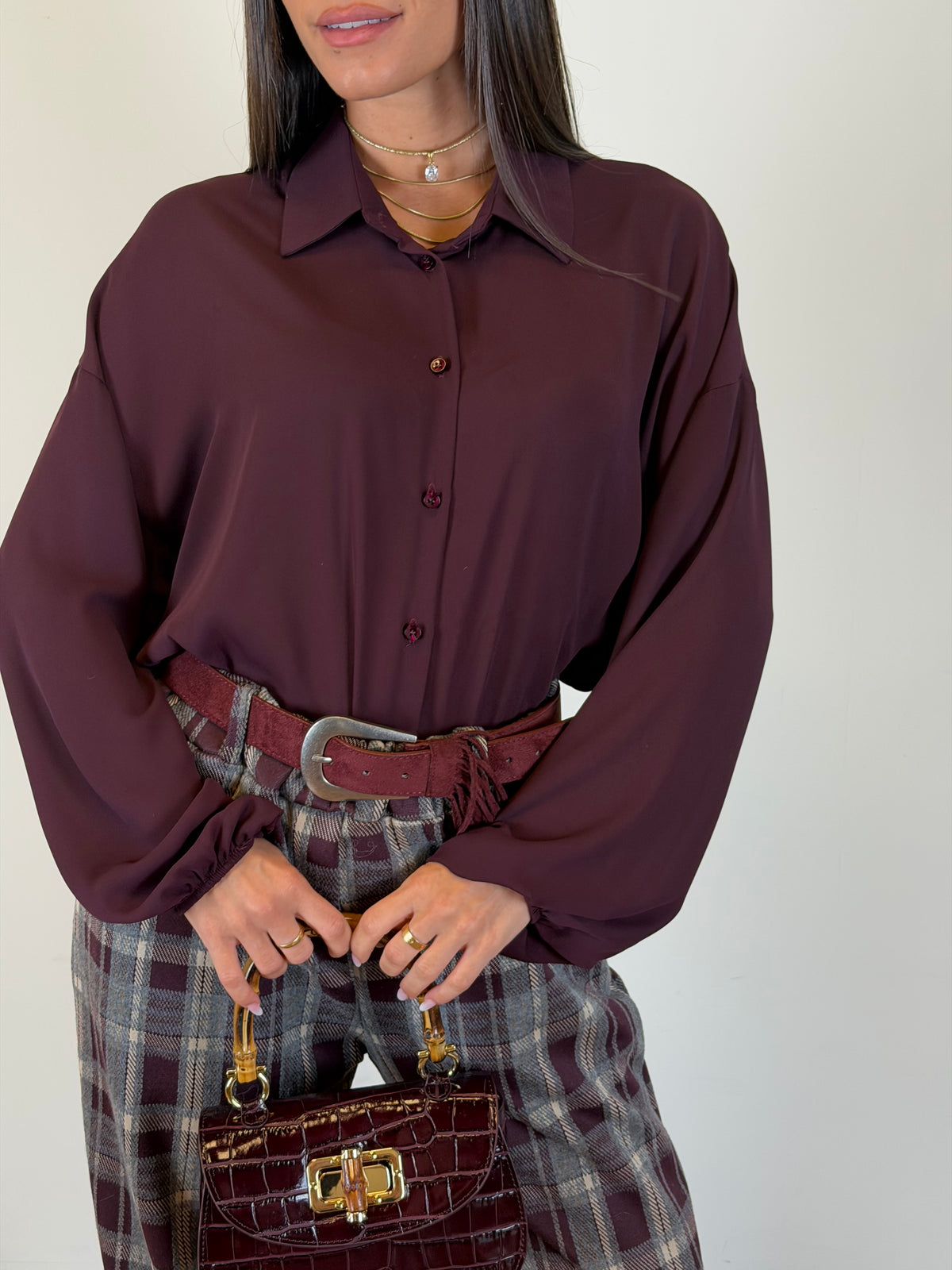 Camicia British bordeaux