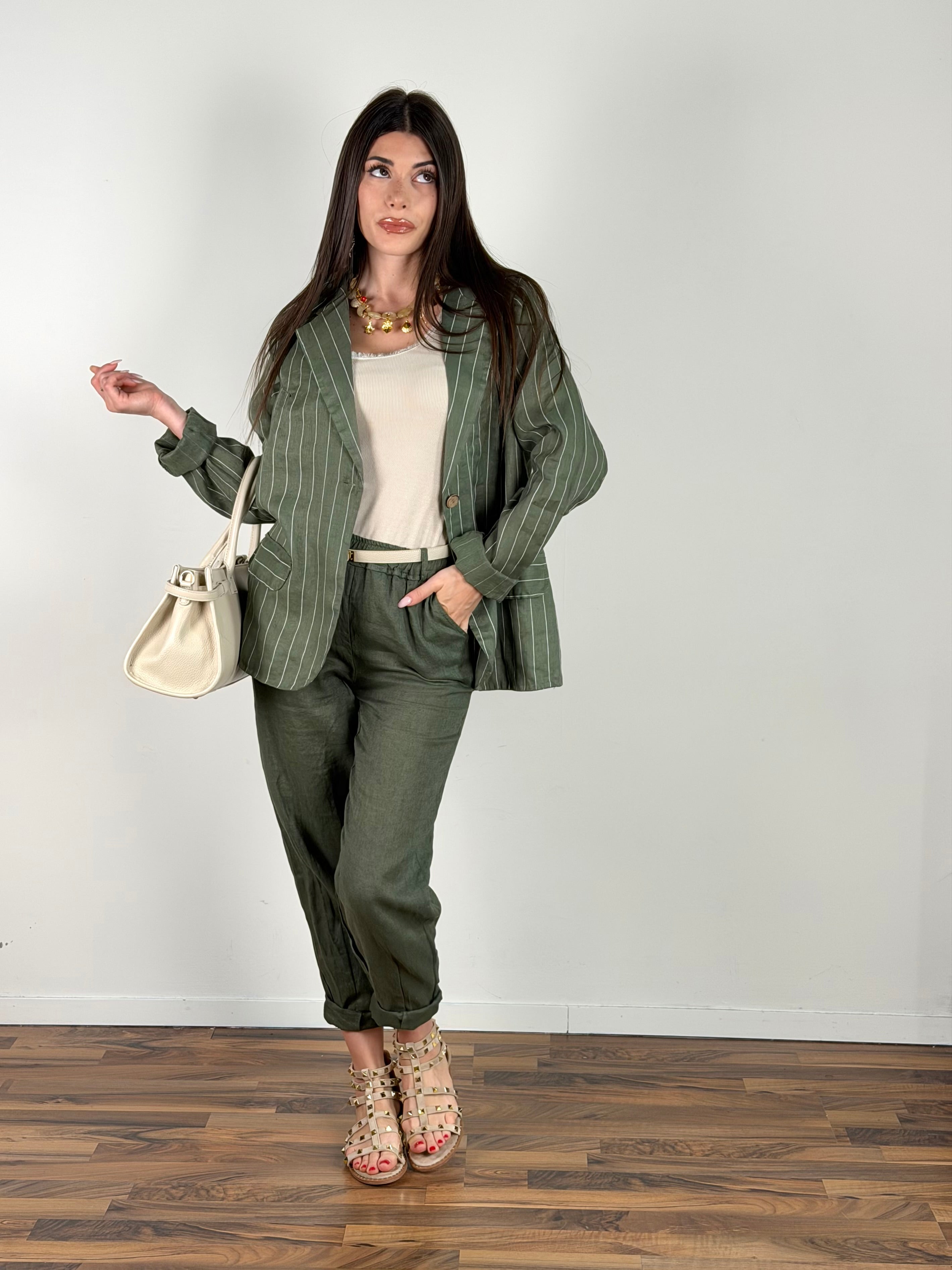 Giacca puro lino Benny verde
