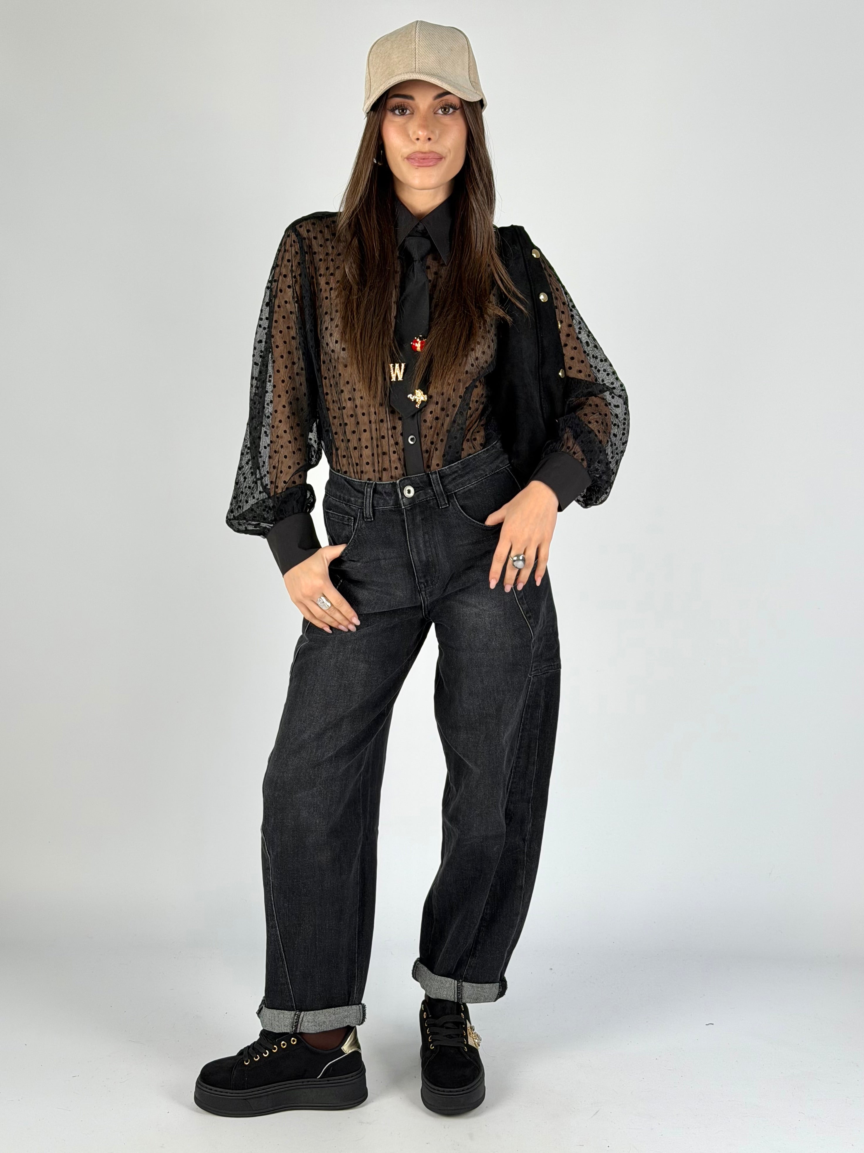 Camicia velo pois nera