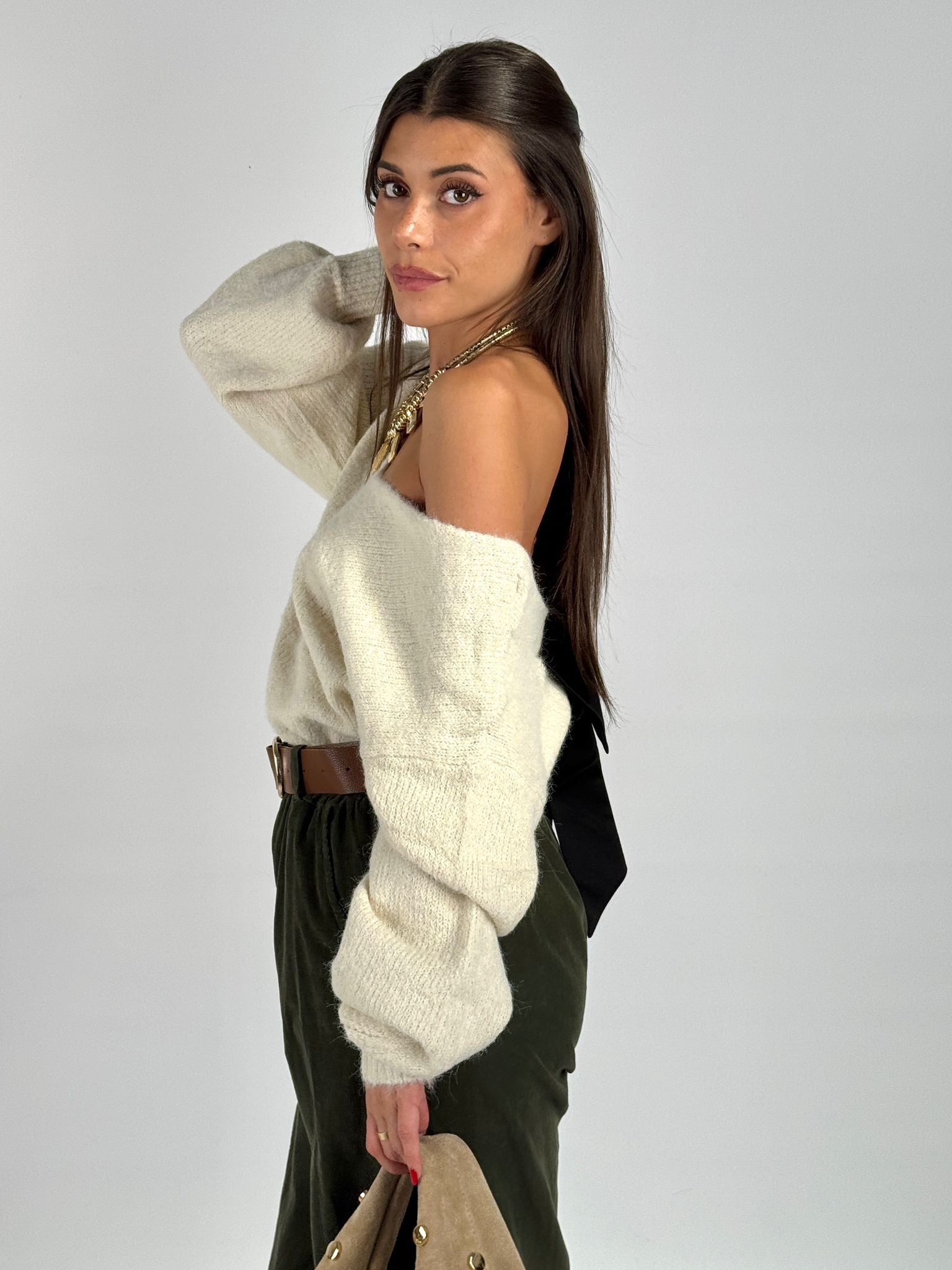 Maglioncino fiocco beige