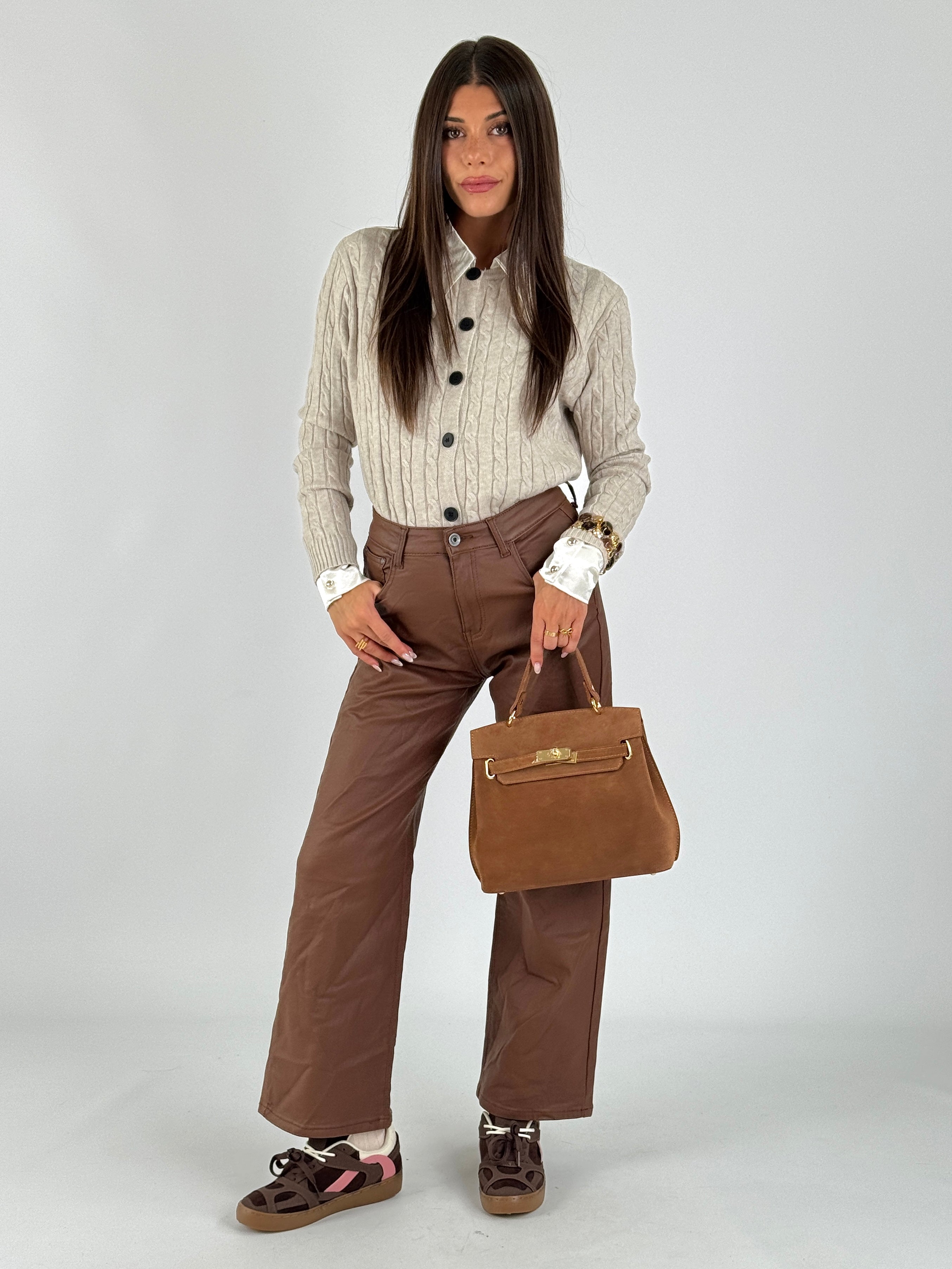 Pantalone in ecopelle Vicy marrone