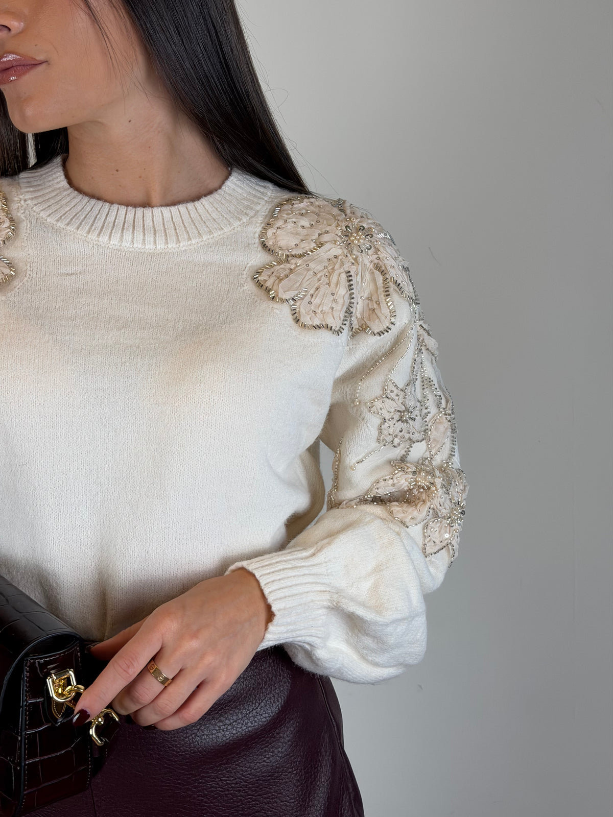 Maglia Velvet fiori maniche