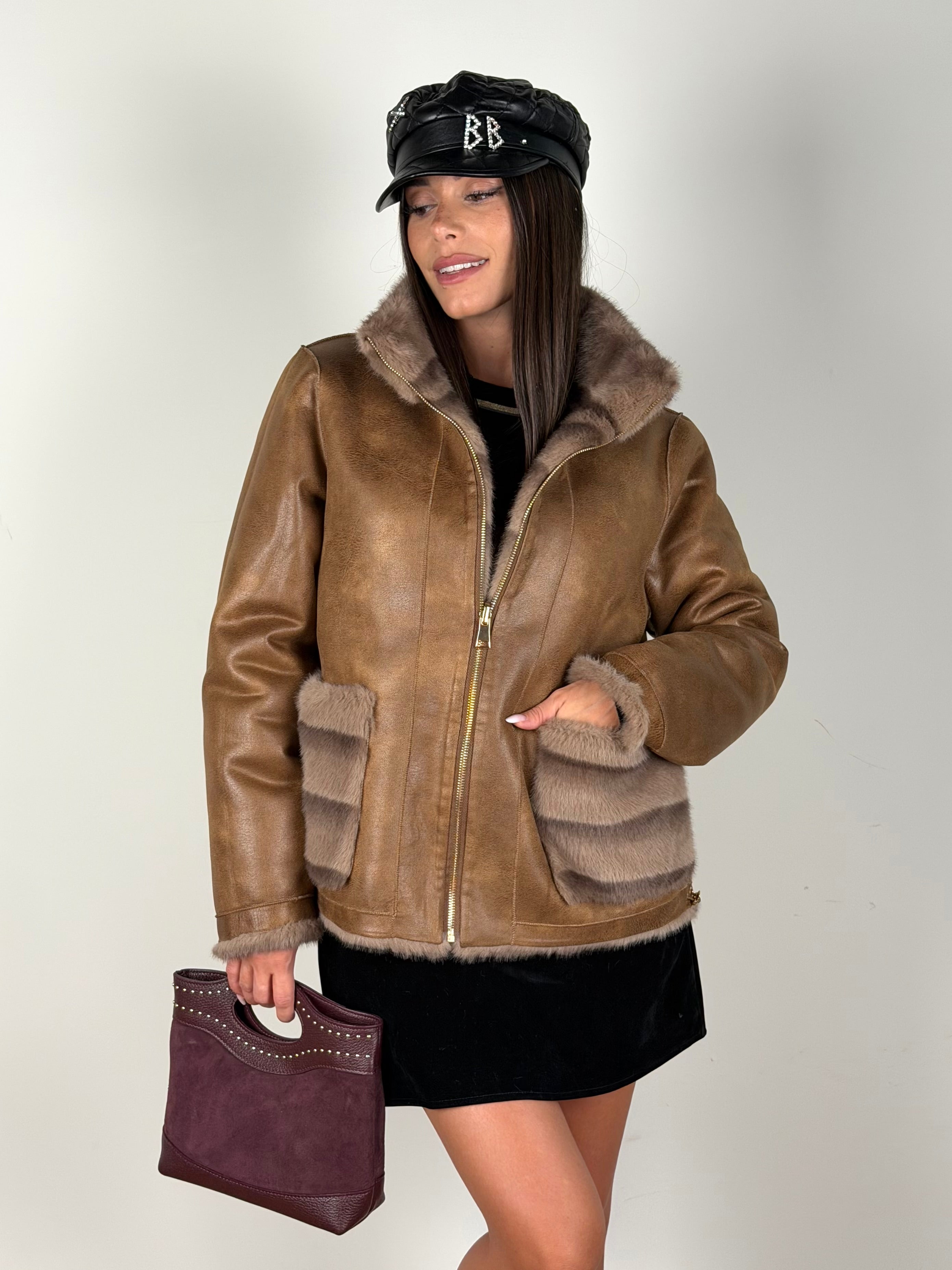 Pelliccia reversibile Nancy fango