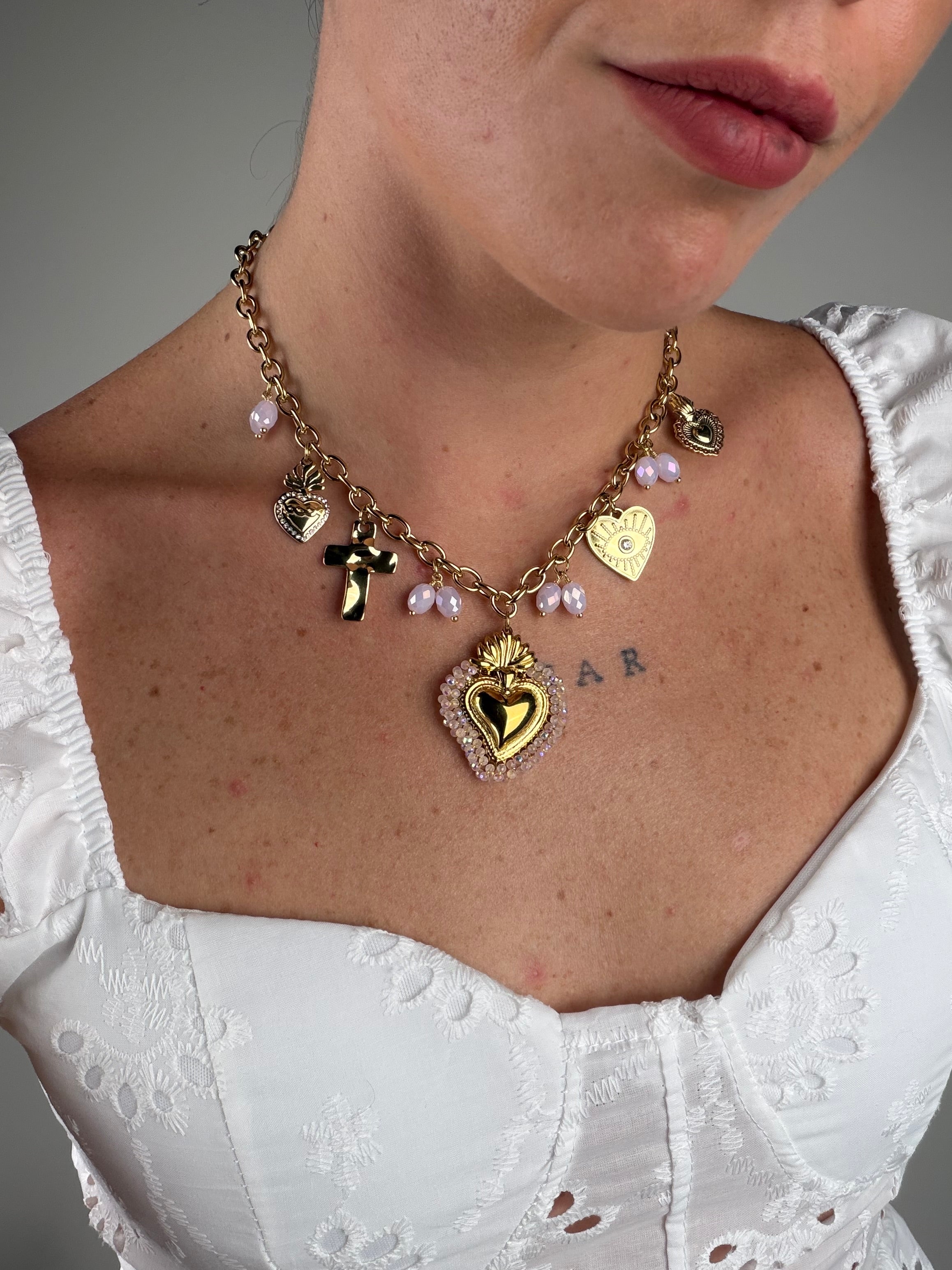Collana cuore sacro ROSA - collezione HAPPY