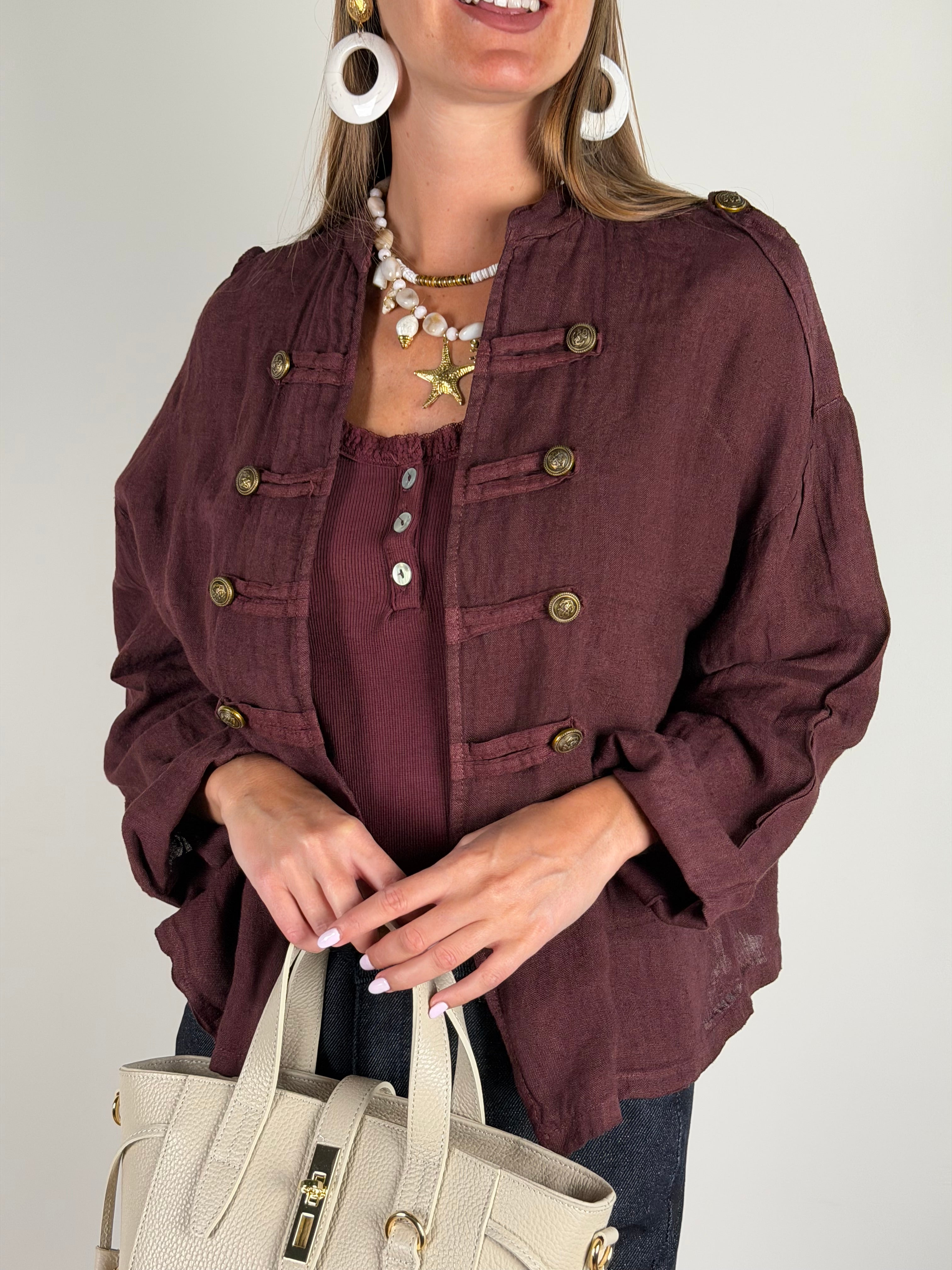 Giacca Lino Coralline bordeaux