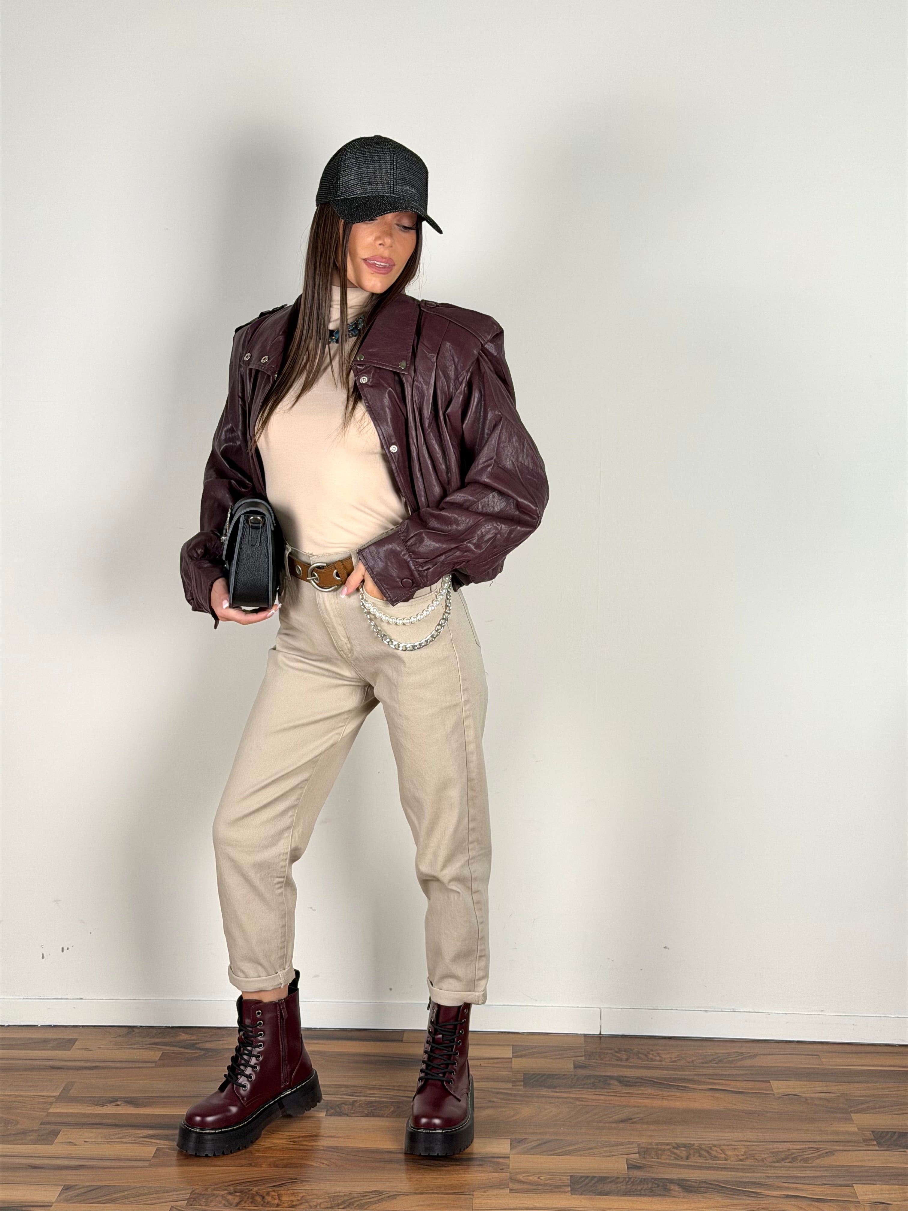 Bomber ecopelle London bordeaux