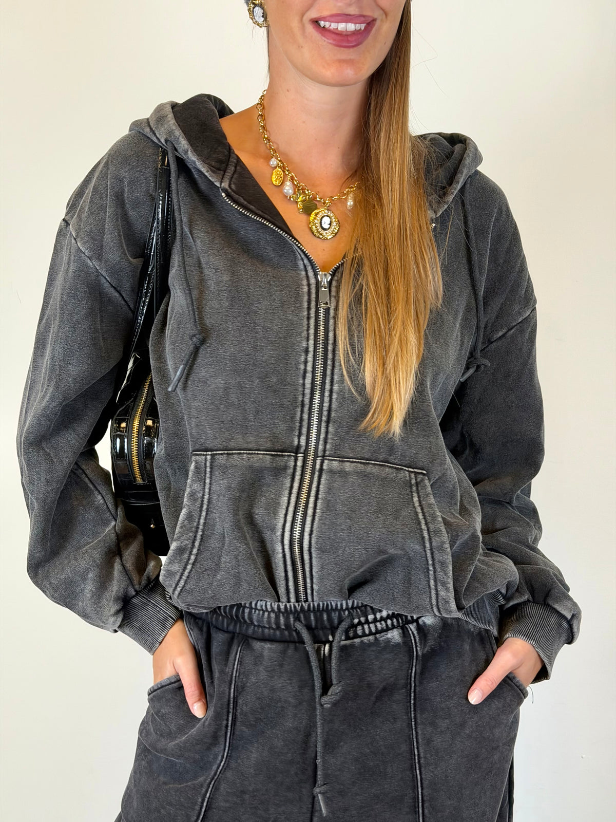 Felpa tuta Stone wahsed zip