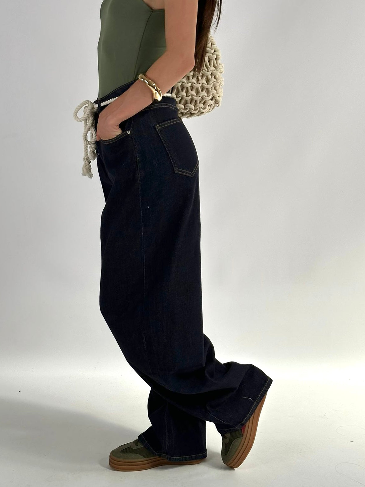 Jeans maxi balloon con cordino