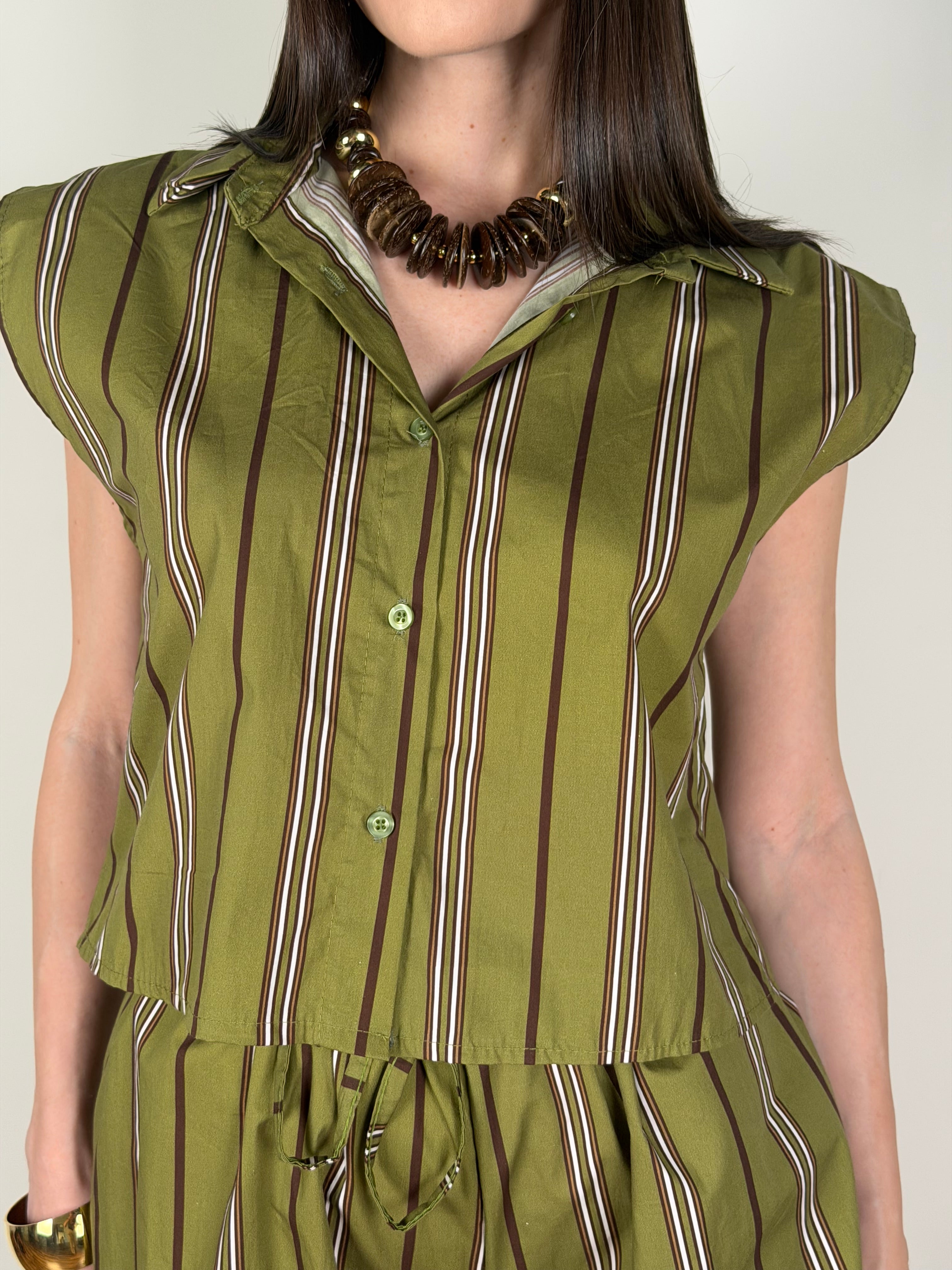 Camicia righe Ian verde