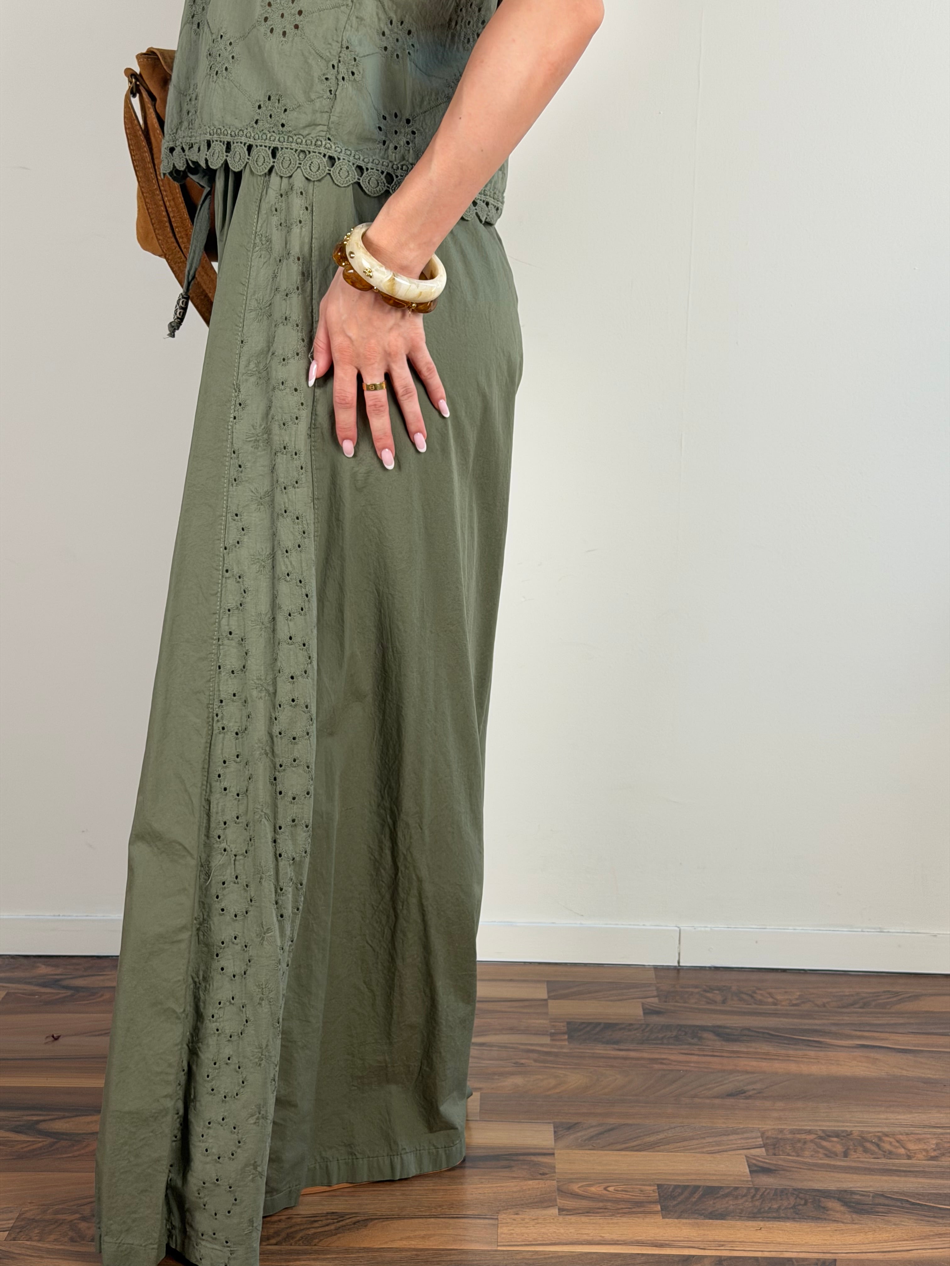 Pantalone colors pizzo sangallo verde