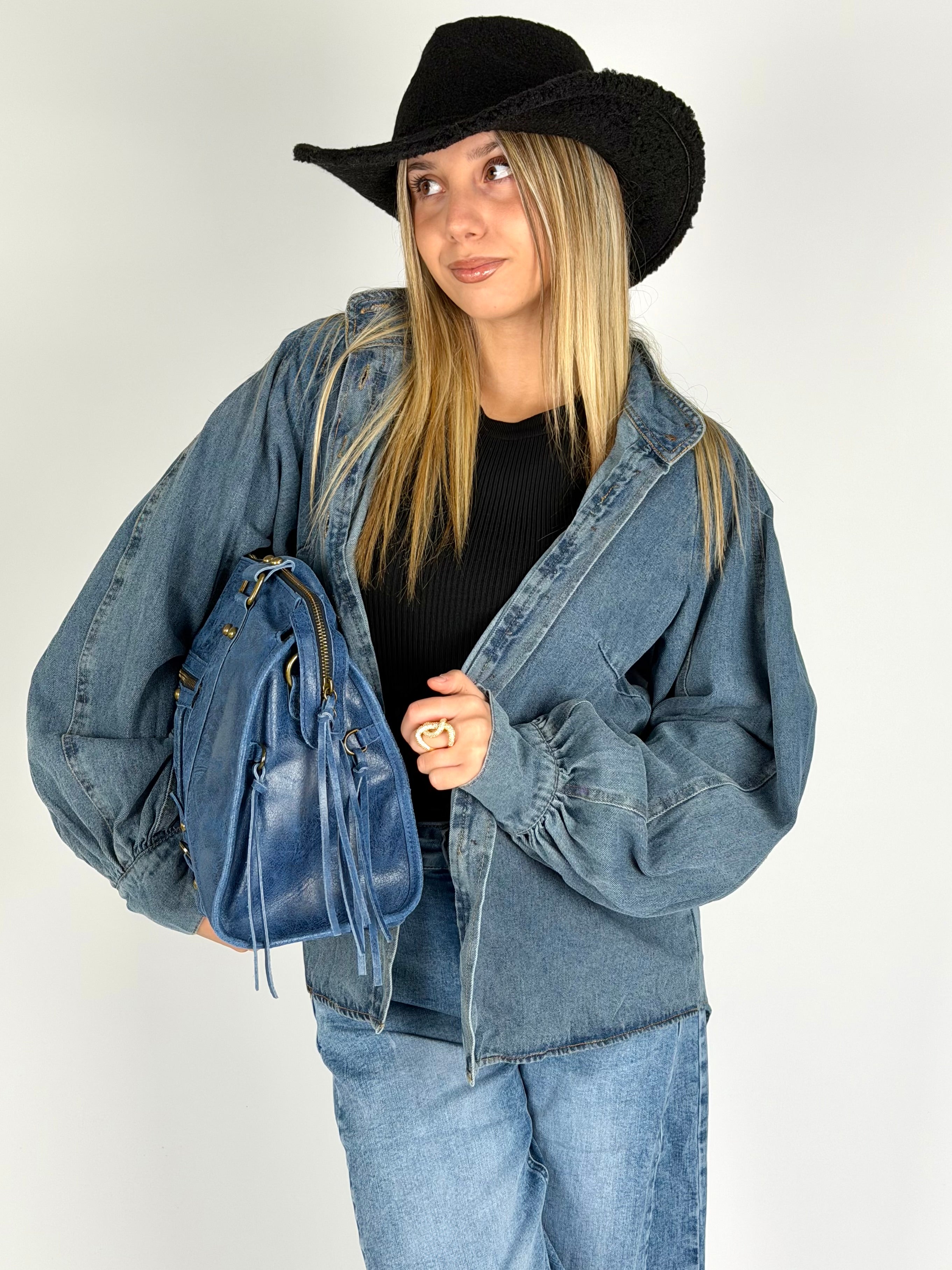 Camicia jeans con cintura