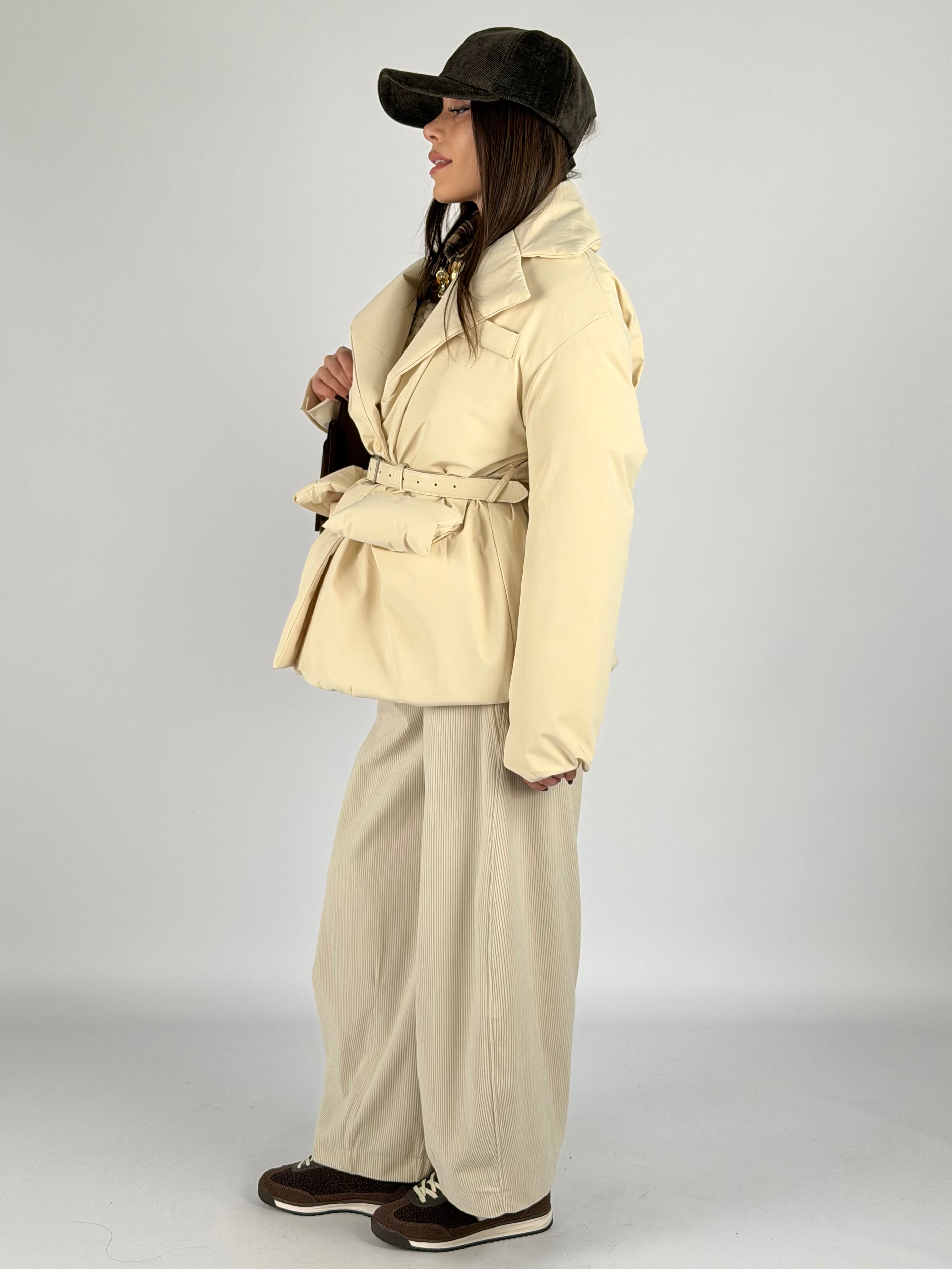 Piumino cintura tasche