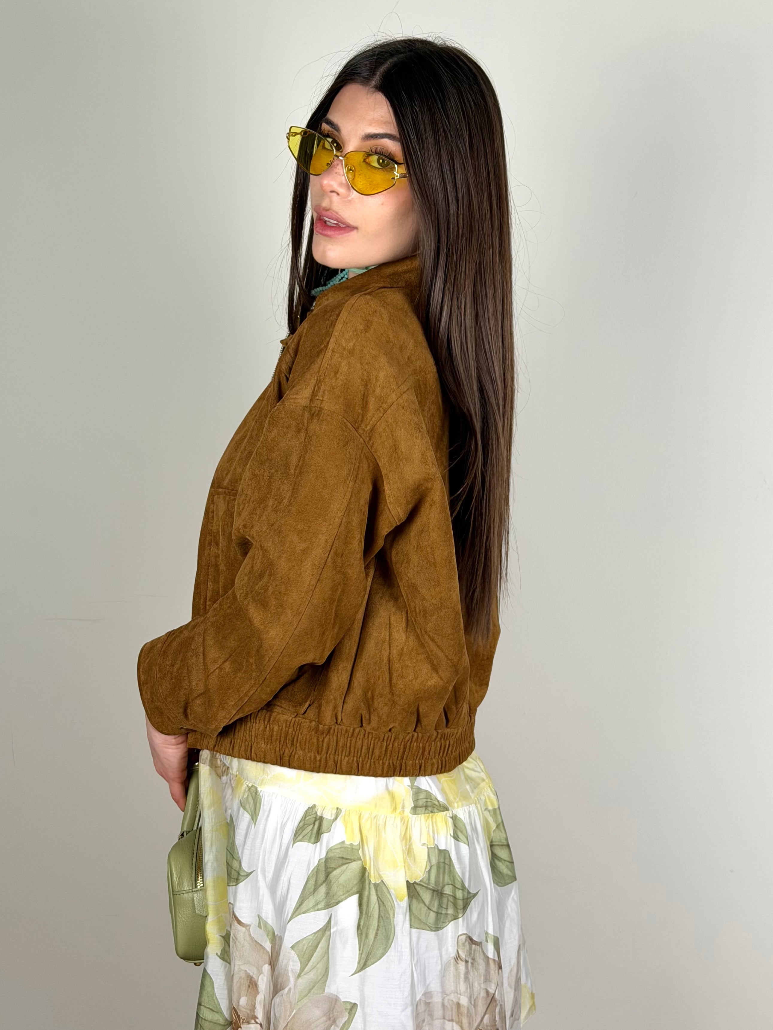 Bomber scamosciato coffee