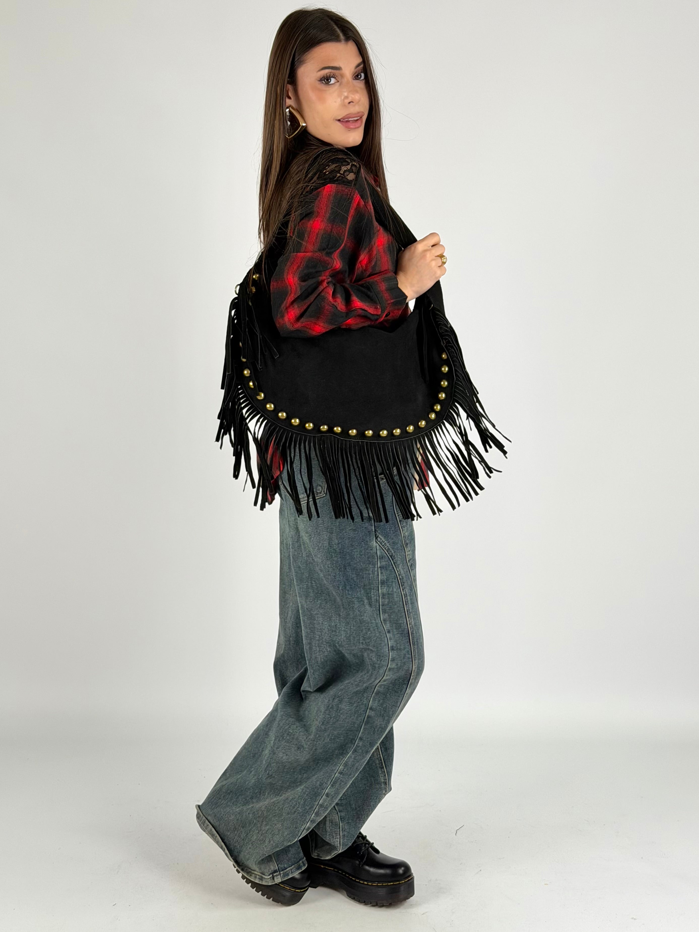 Camicia a quadri rossa e nera