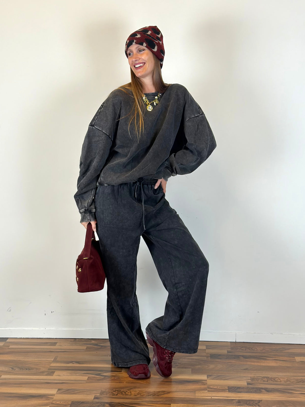 Pantalone tuta Stone washed palazzo