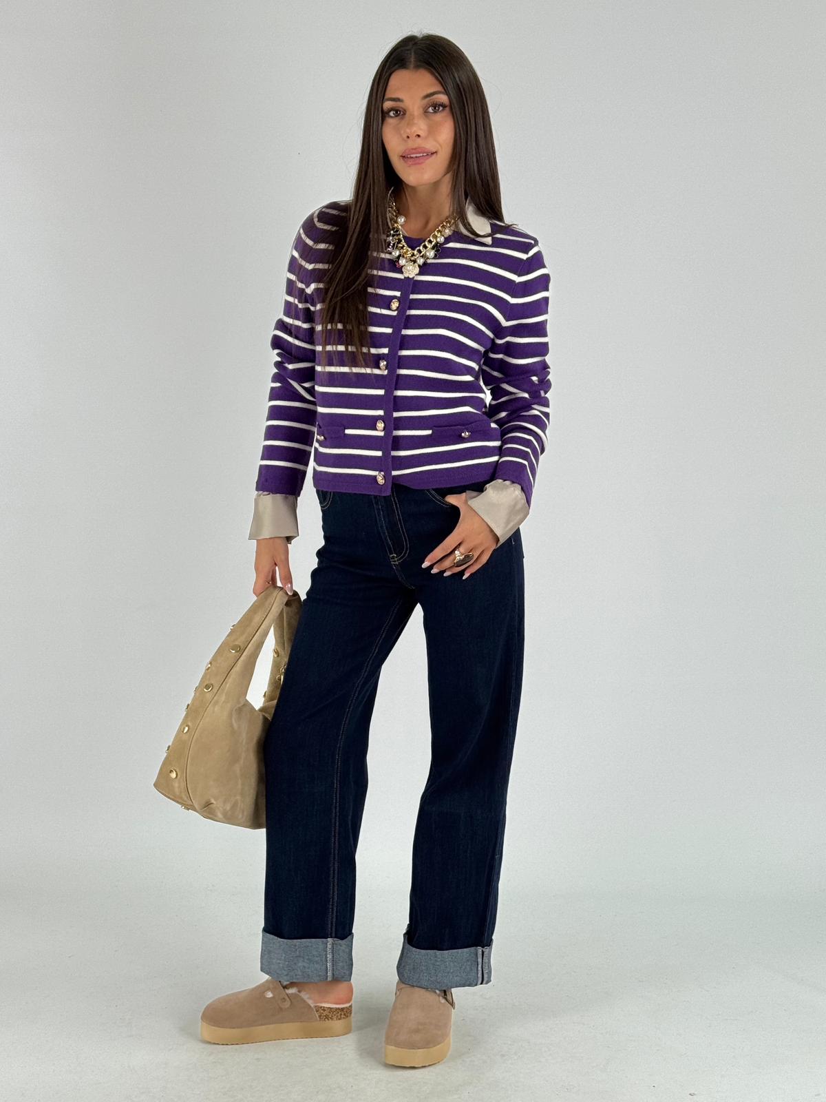 Maglioncino righe viola