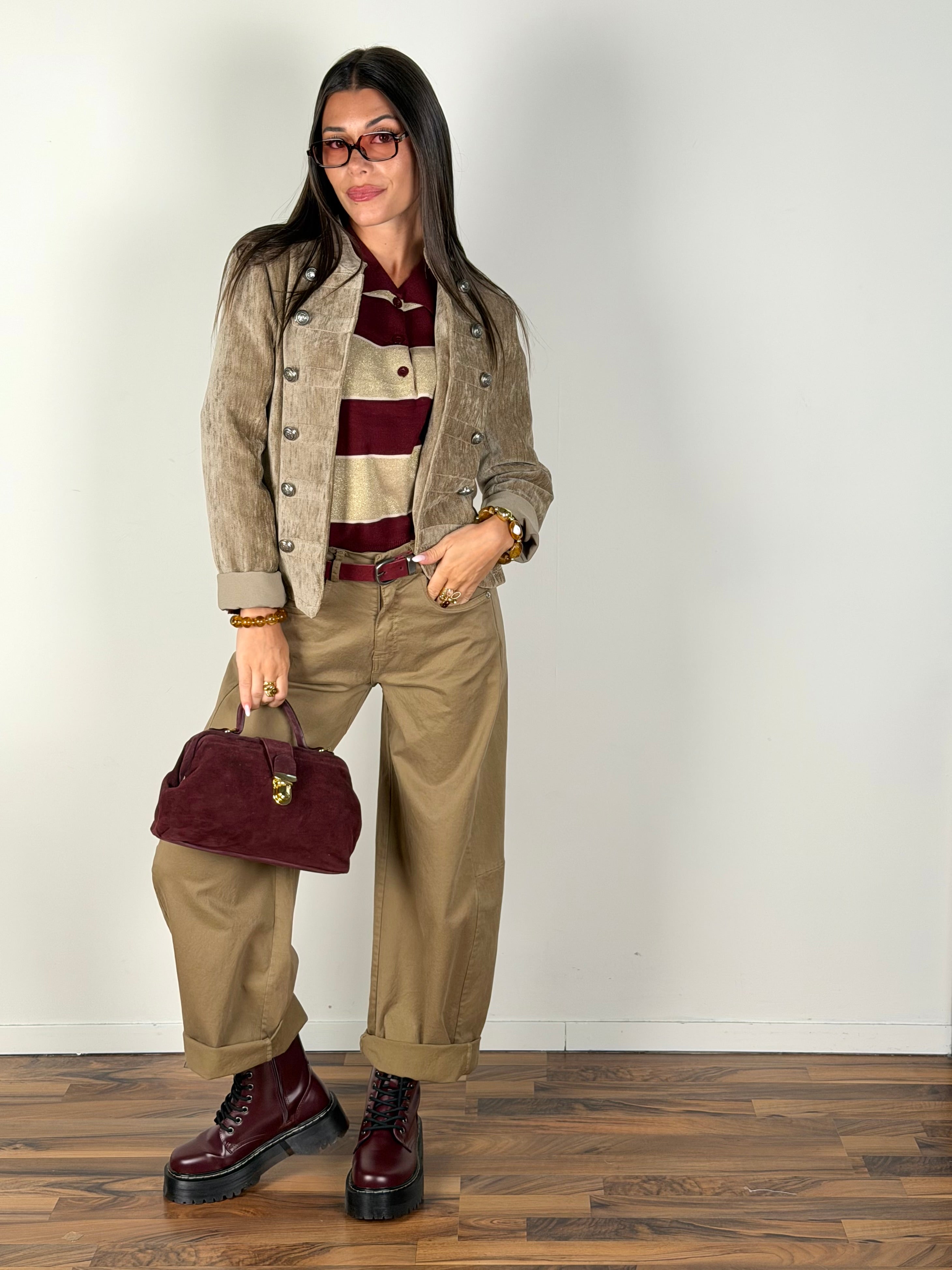Giacca Napoleone scamosciata beige