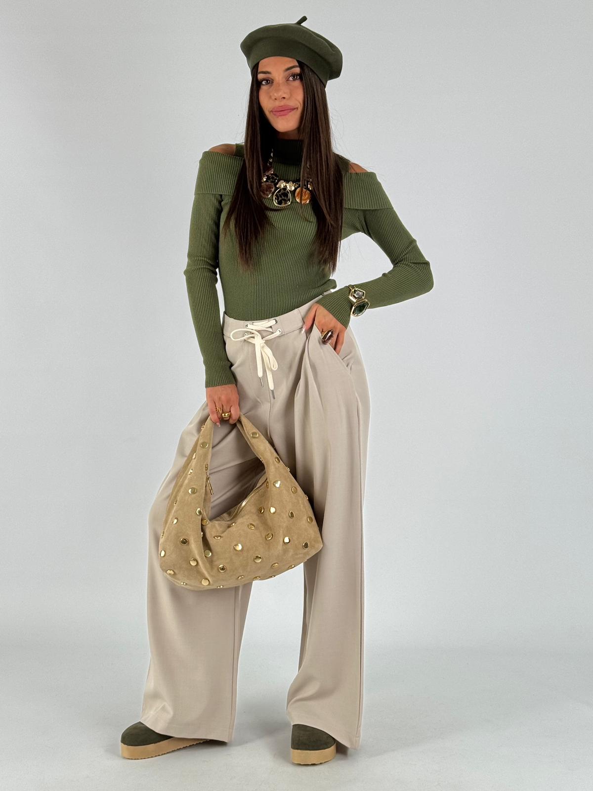 Pantalone laccetto beige