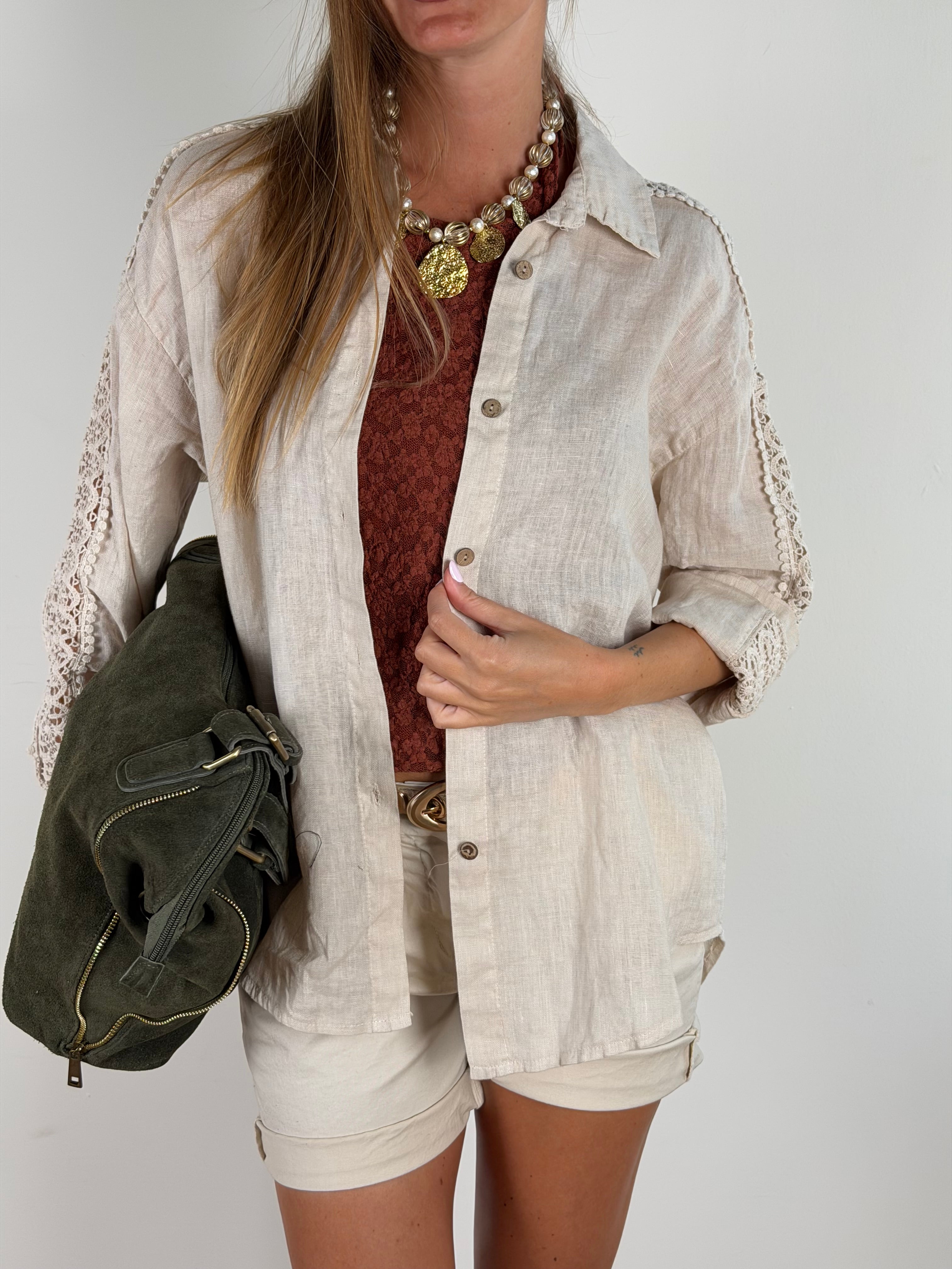 Camicia puro lino Valentine beige