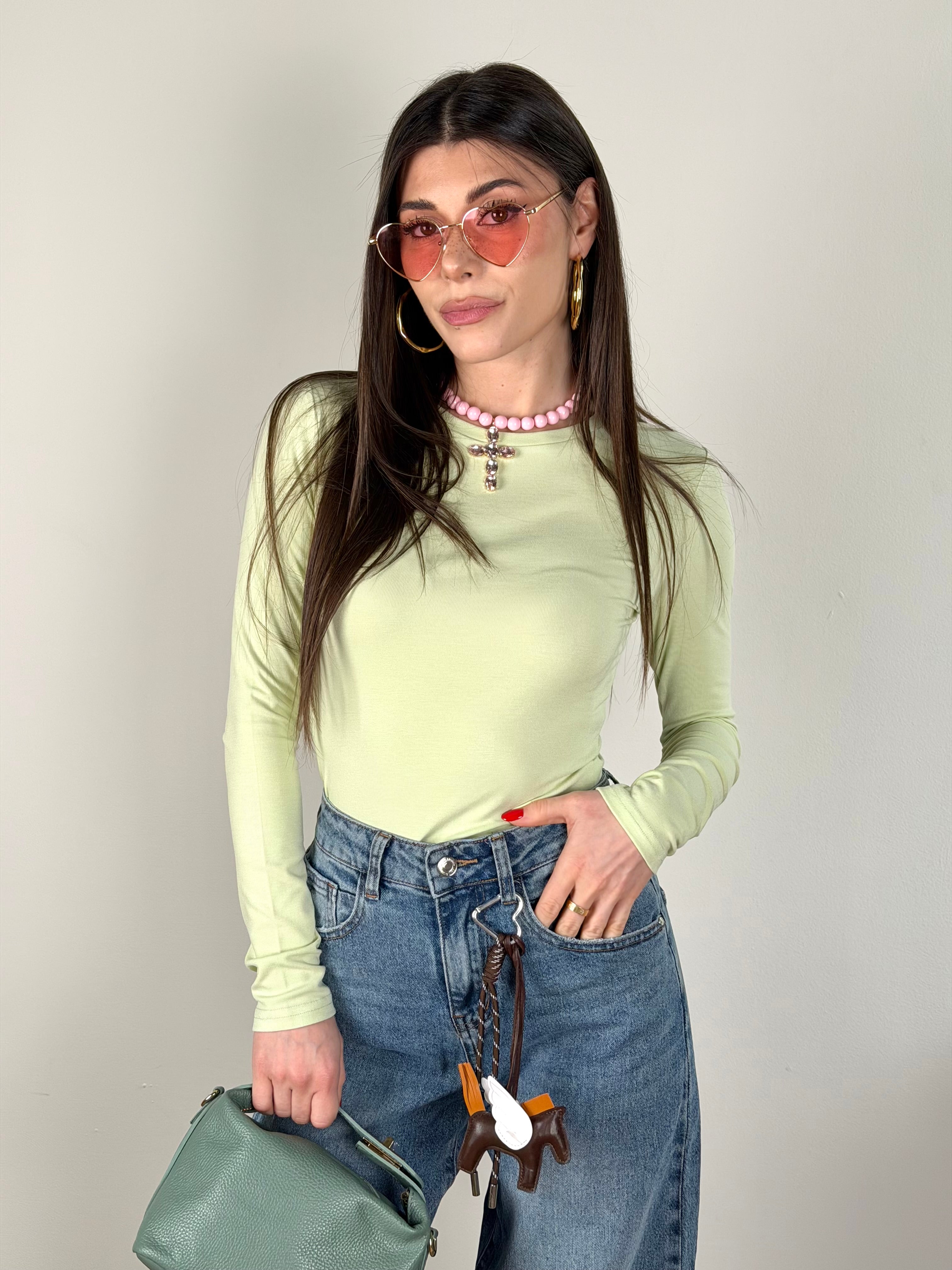 Maglia basic verde salvia