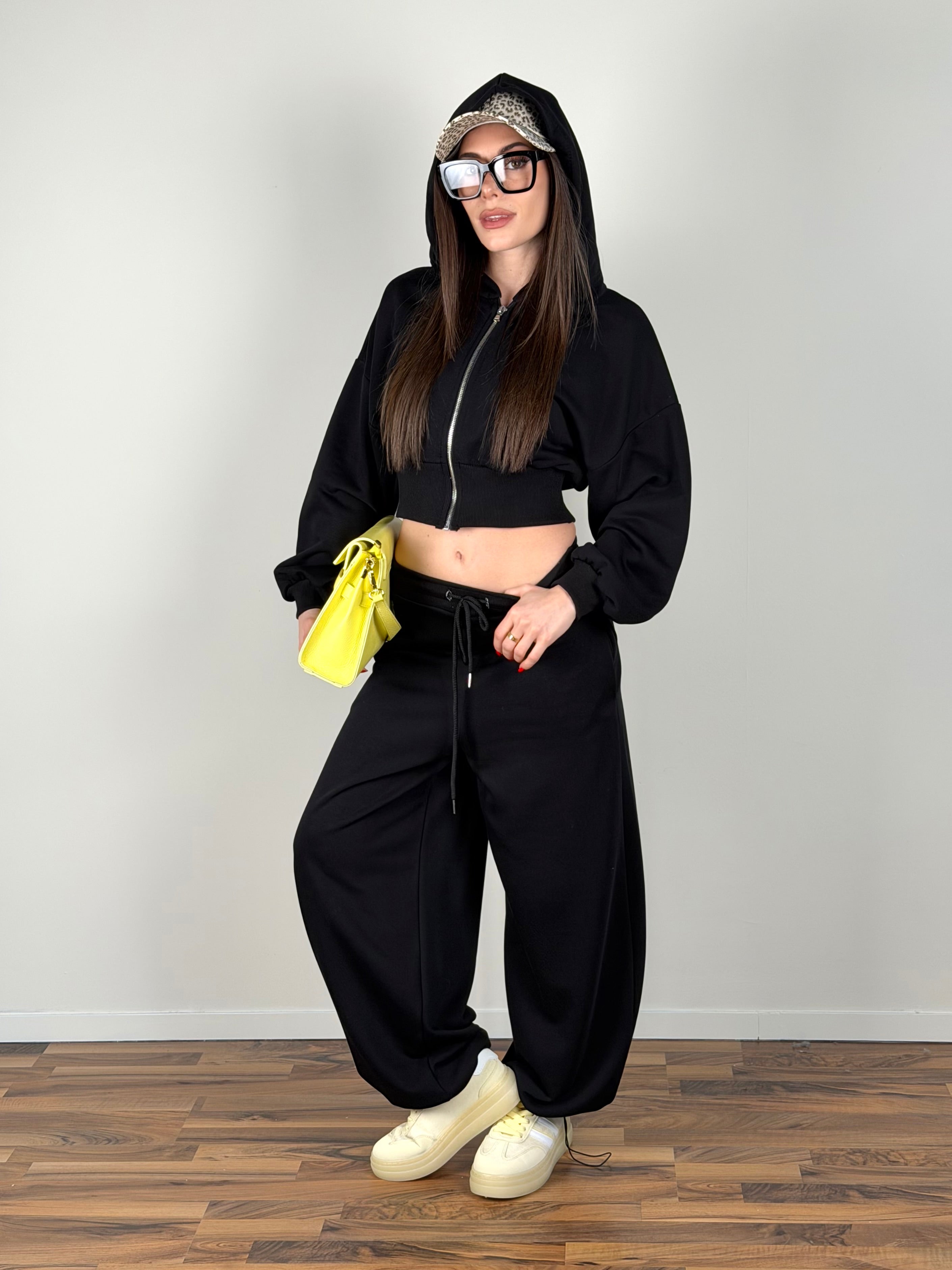 Pantalone tuta basic nero