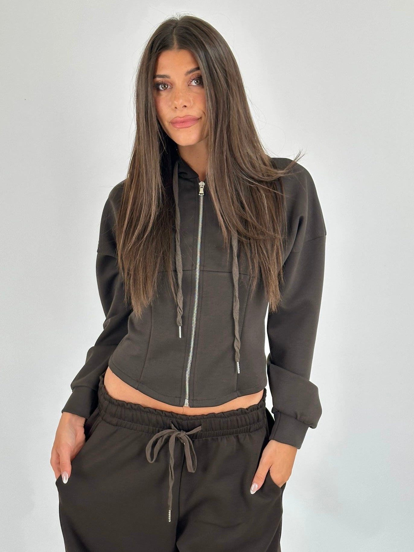 Felpa tuta sportiva Gemma marrone