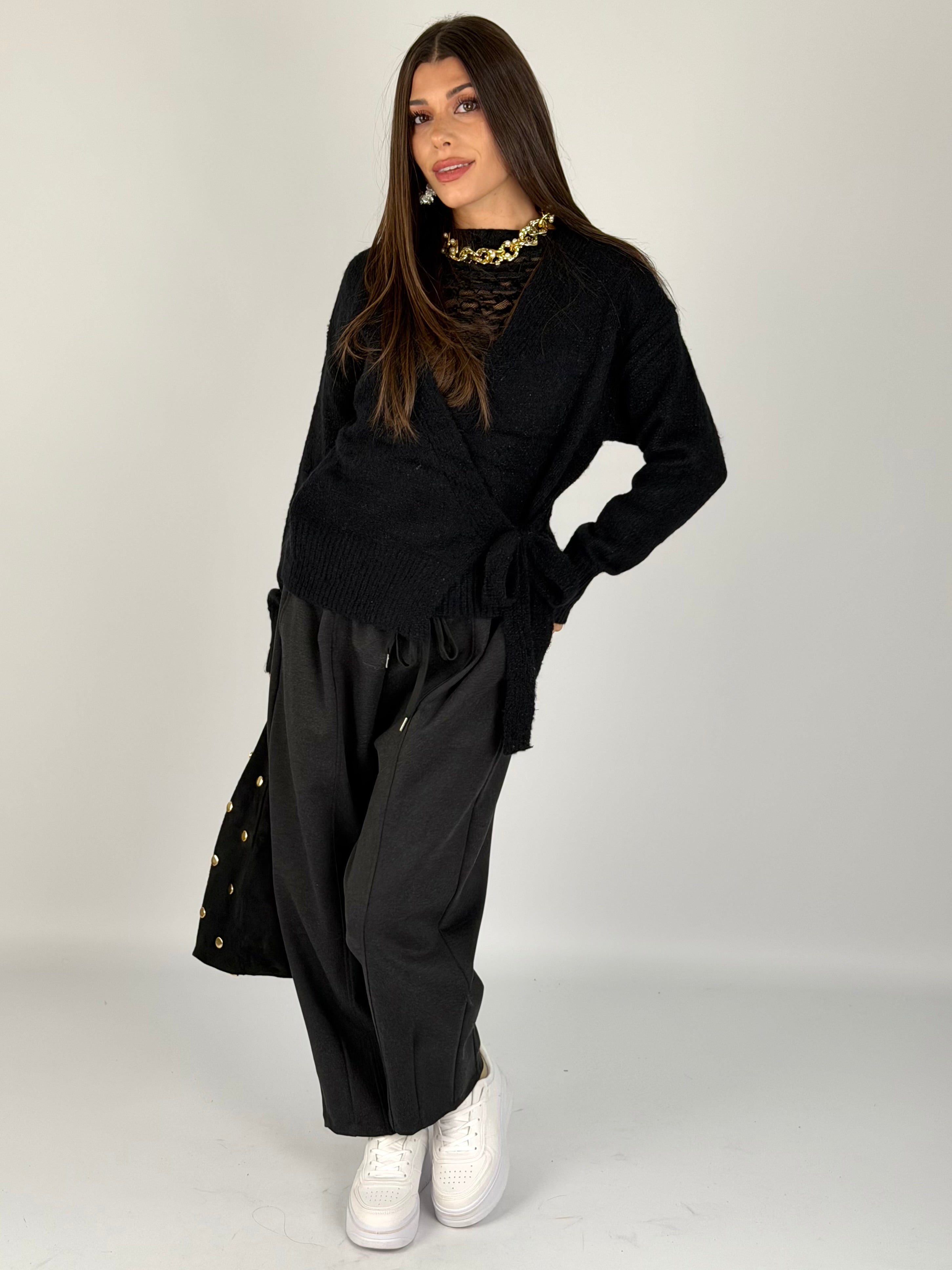 Maglia fiocco laterale nero