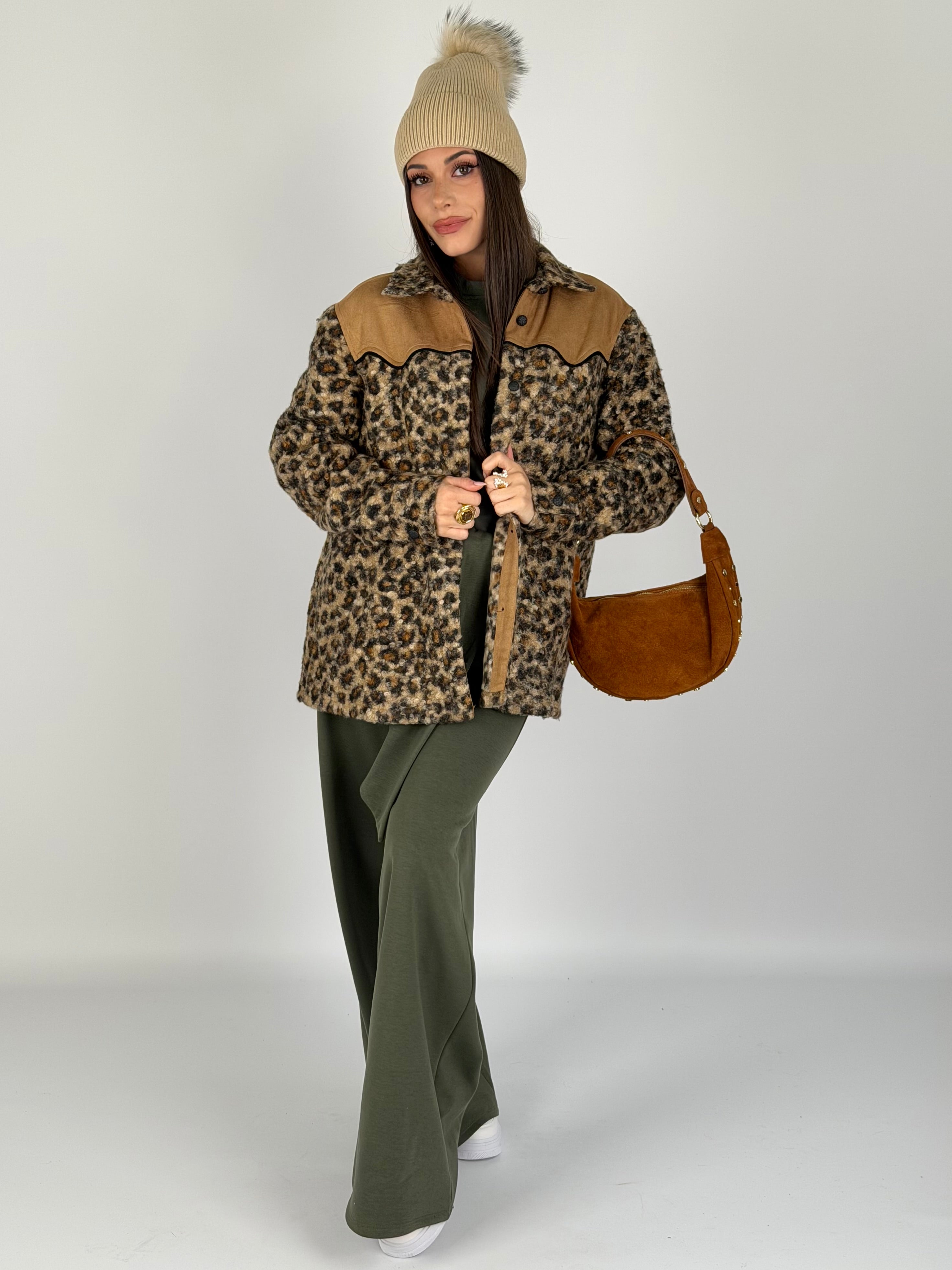 Giubbino teddy Leopard marrone