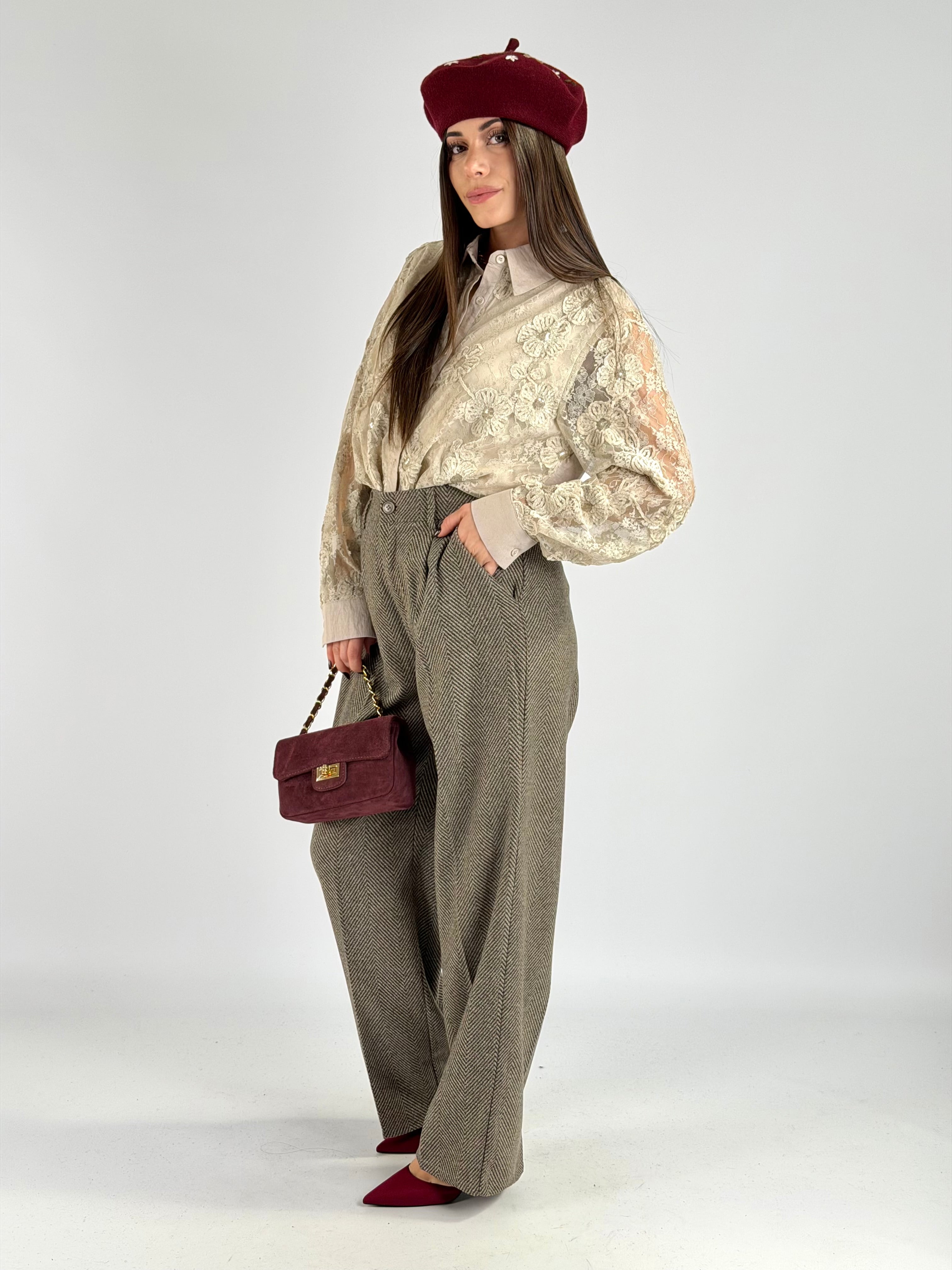 Camicia pizzo Marta beige