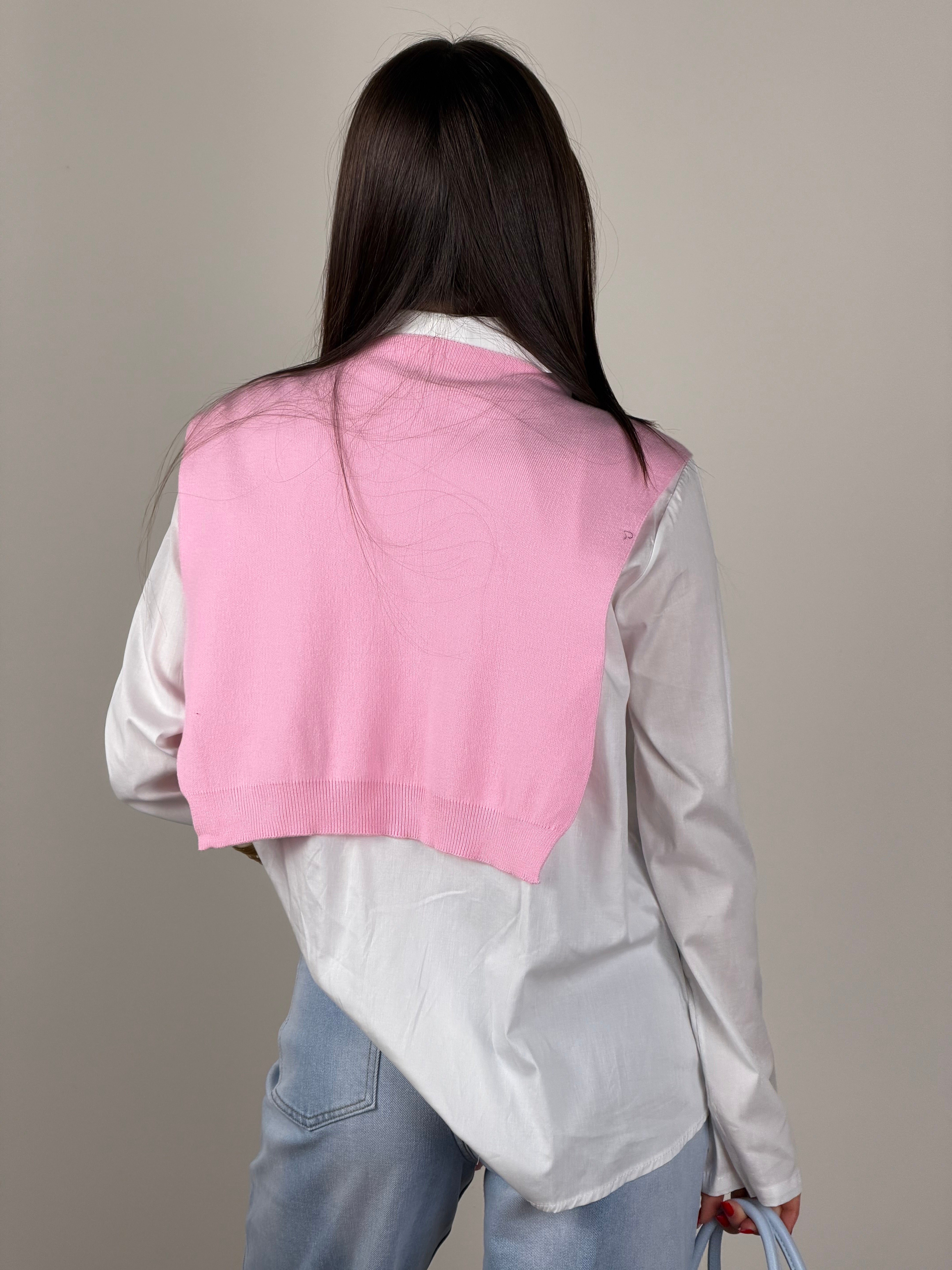 Camicia cotone + maglioncino rosa