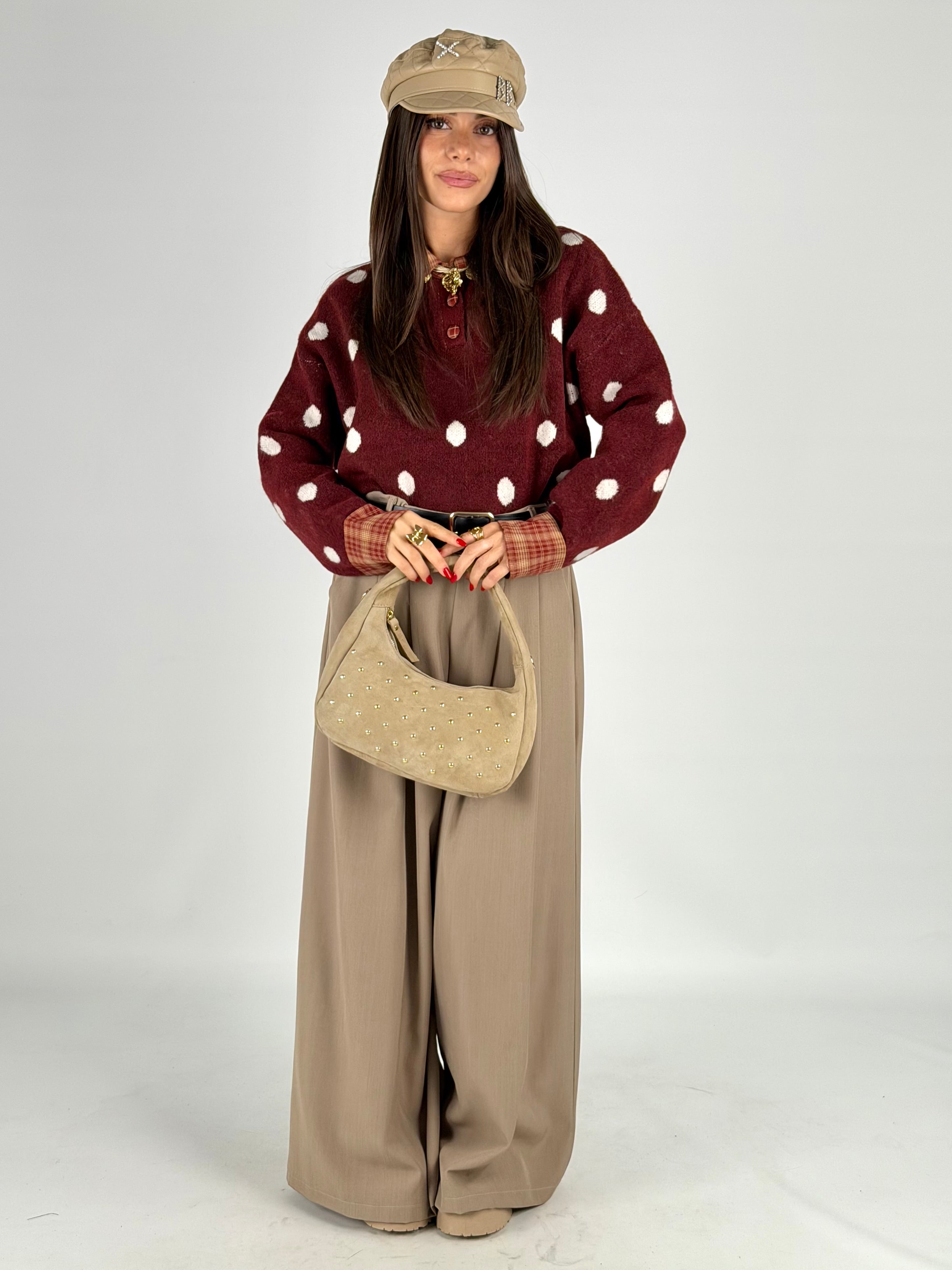 Maglioncino pois bordeaux