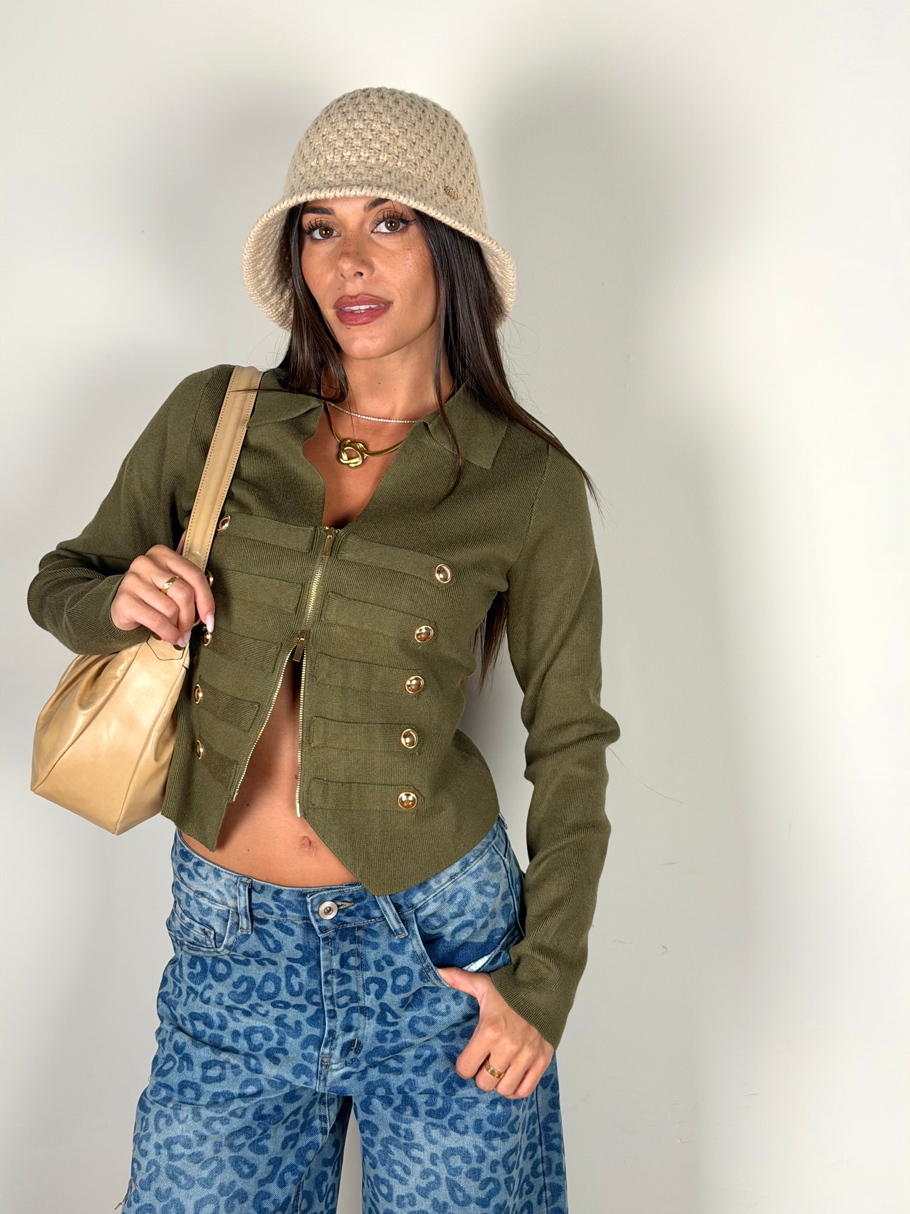 Maglia Napoleone zip verde