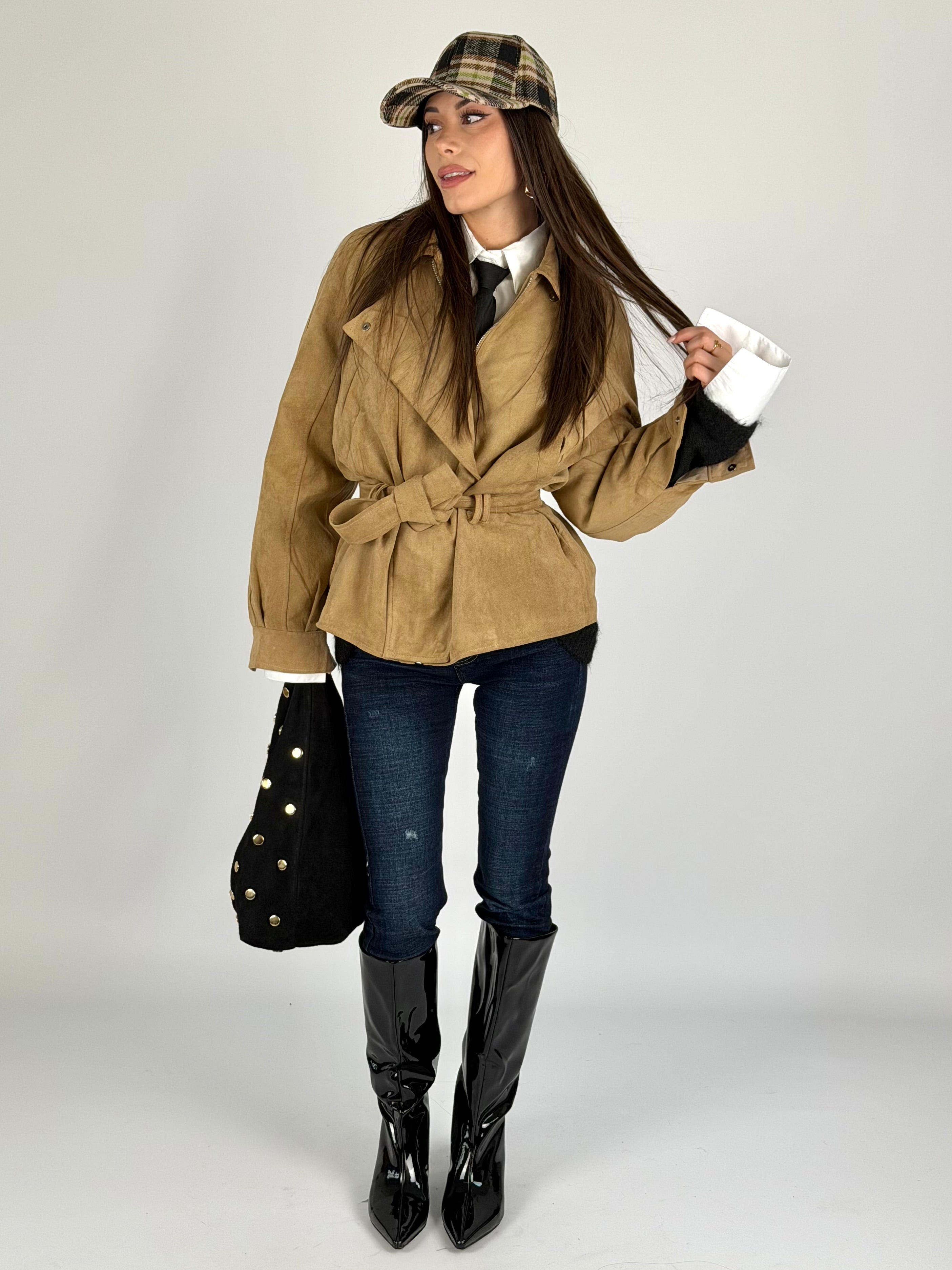 Giubbino Regina scamosciato tabacco