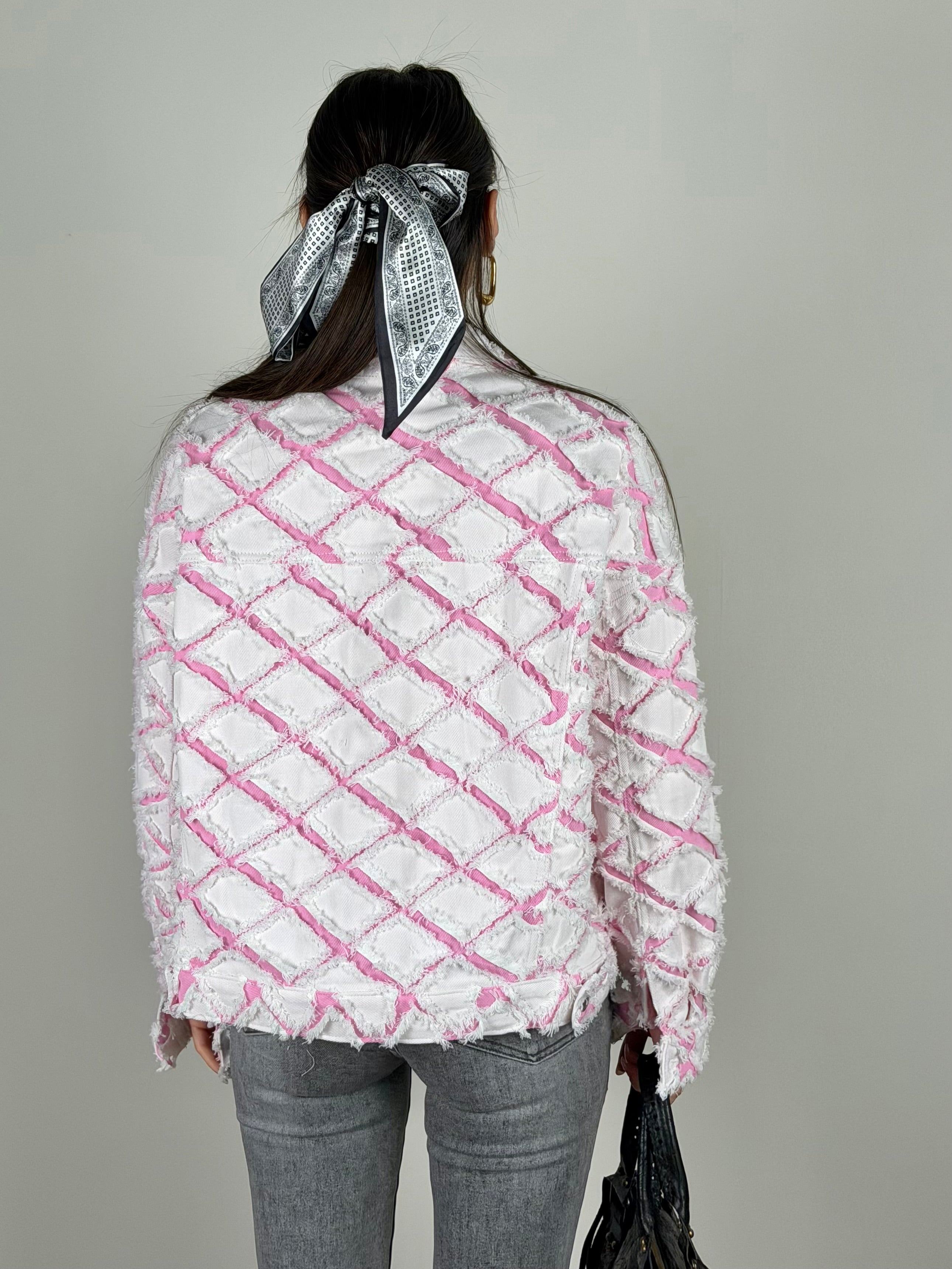 Giubbino rombi bianco e rosa