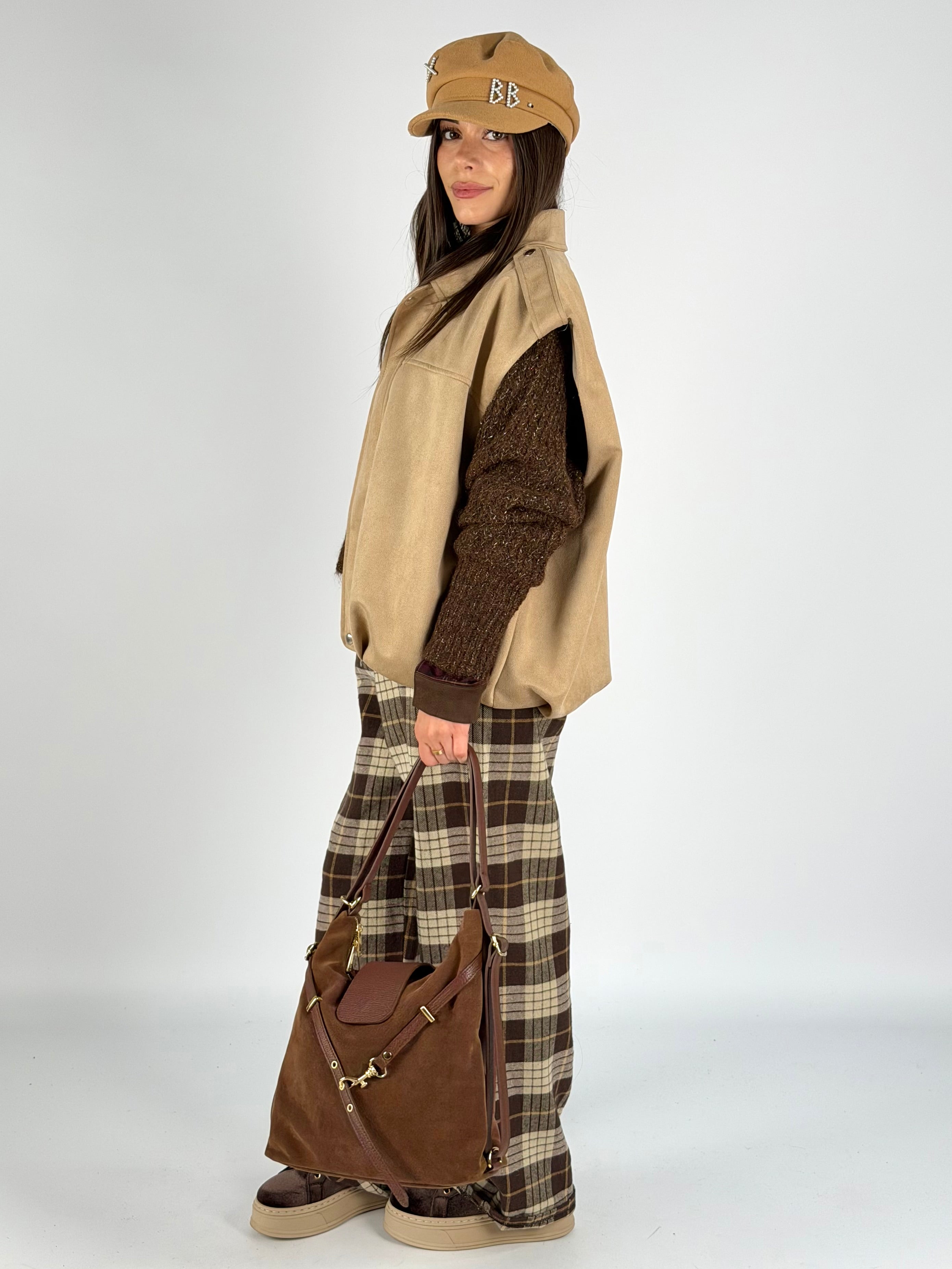 Smanicato scamosciato tabacco