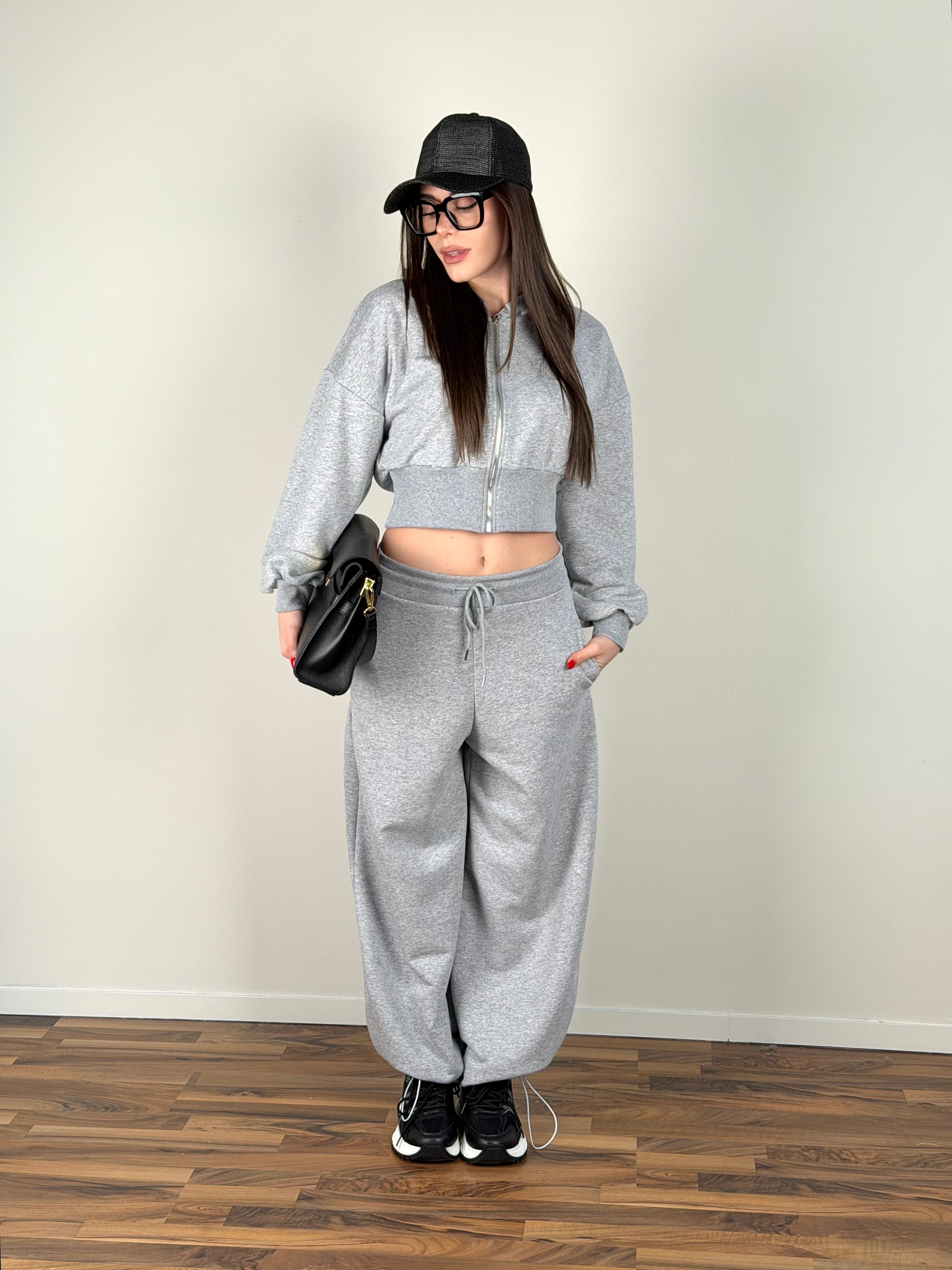 Pantalone tuta basic grigia
