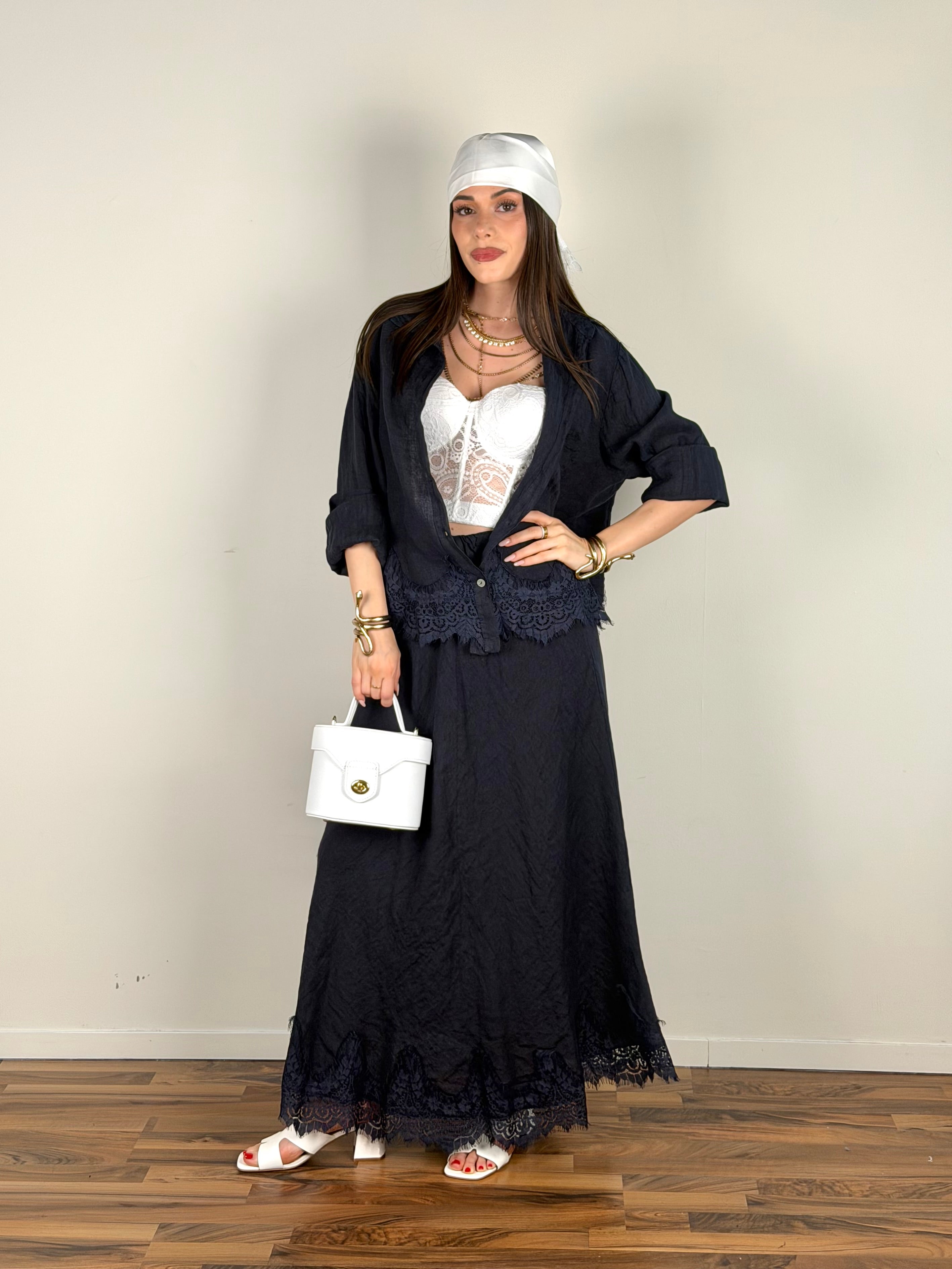 Camicia puro lino Marlene blu