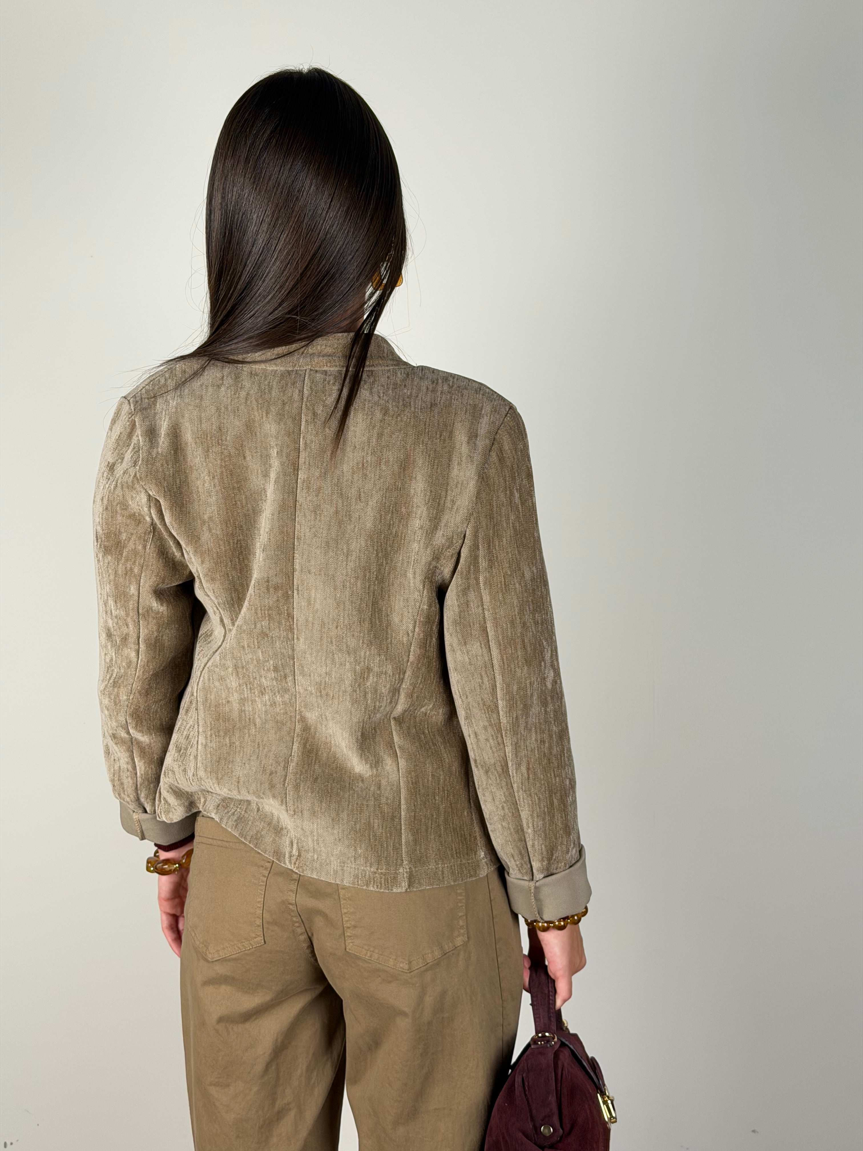 Giacca Napoleone scamosciata beige