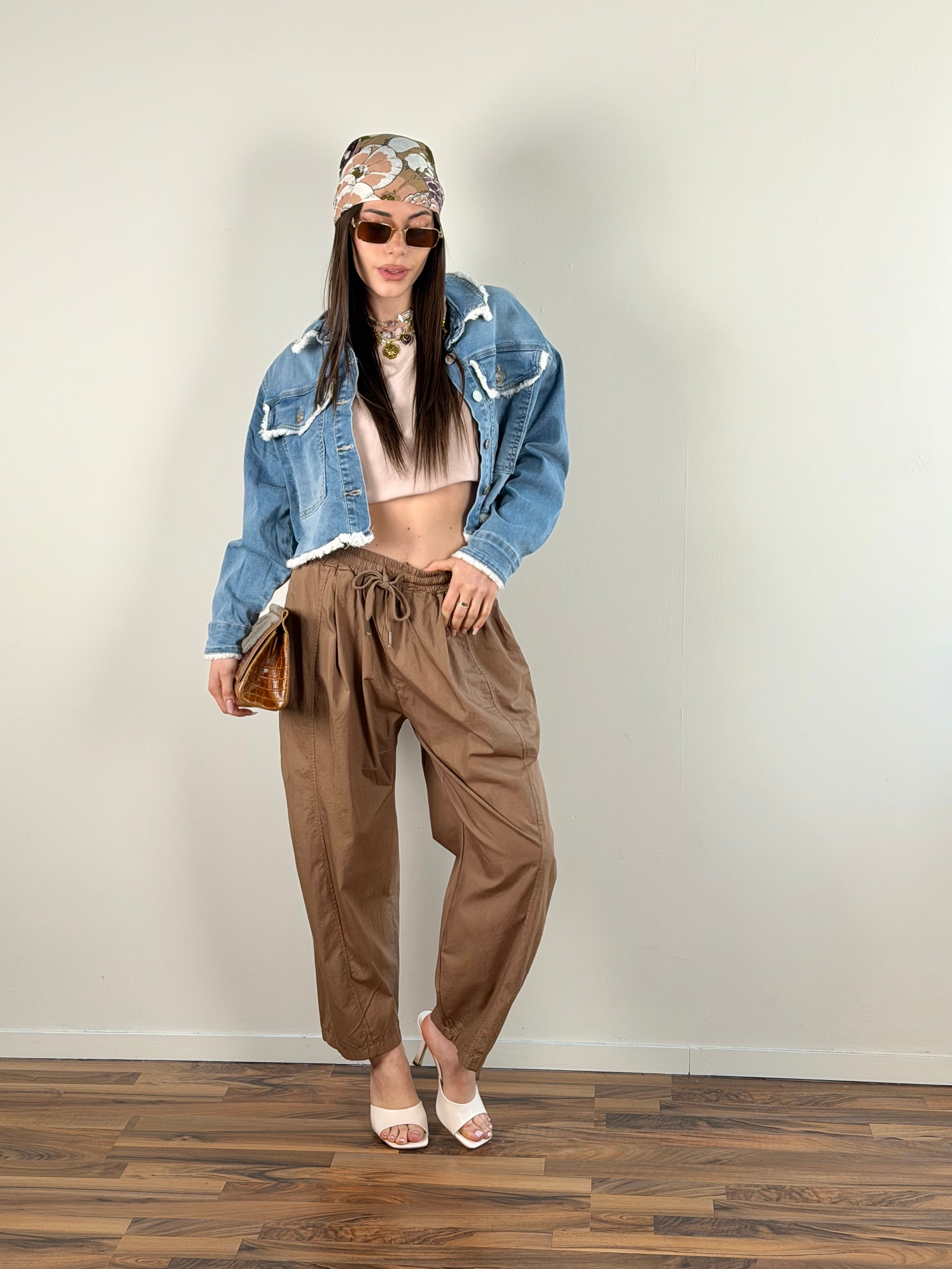 Giubbino denim sfrangiatura