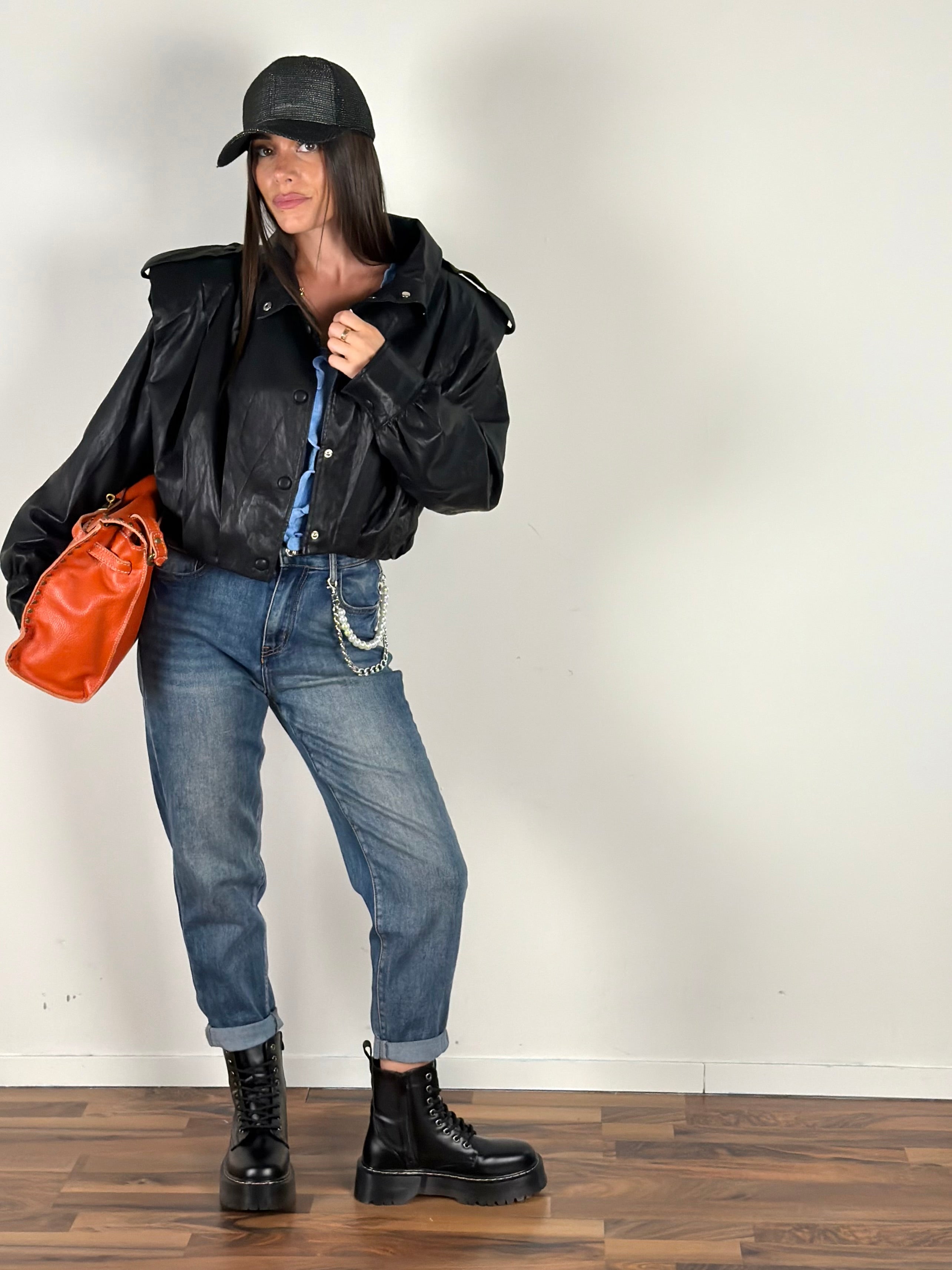 Bomber ecopelle London nero